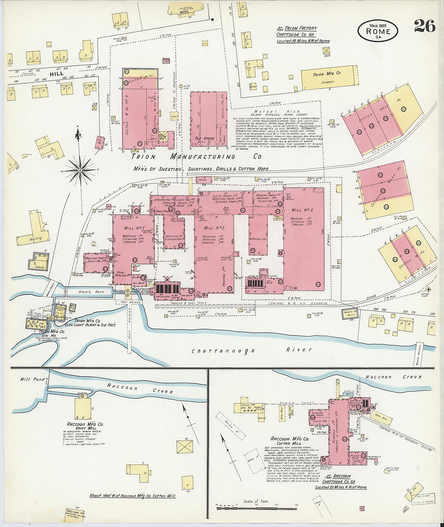 This old map of Rome, Floyd County, Georgia was created by Sanborn Map Company in 1909