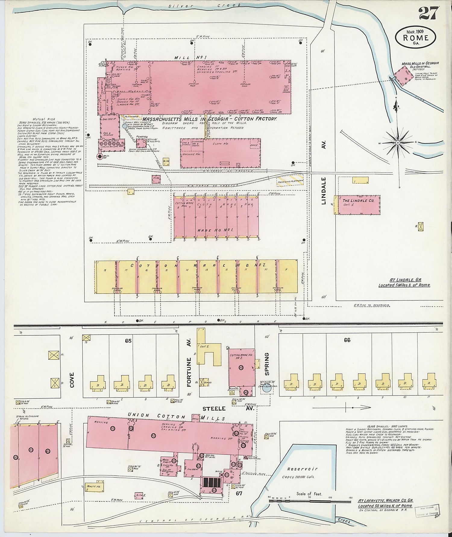 This old map of Rome, Floyd County, Georgia was created by Sanborn Map Company in 1909