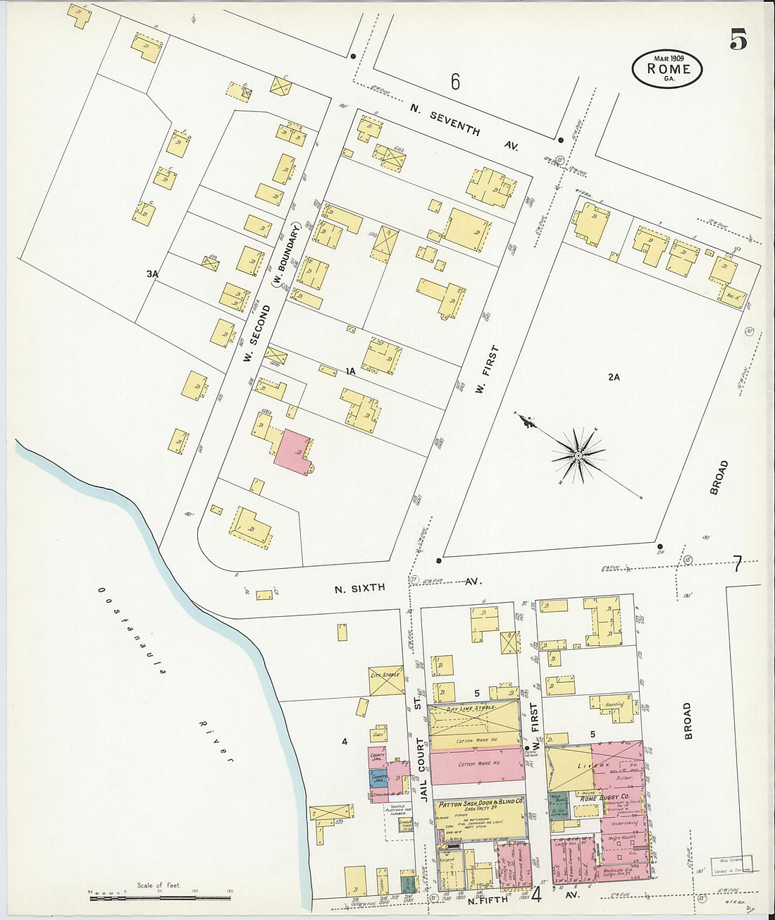 This old map of Rome, Floyd County, Georgia was created by Sanborn Map Company in 1909
