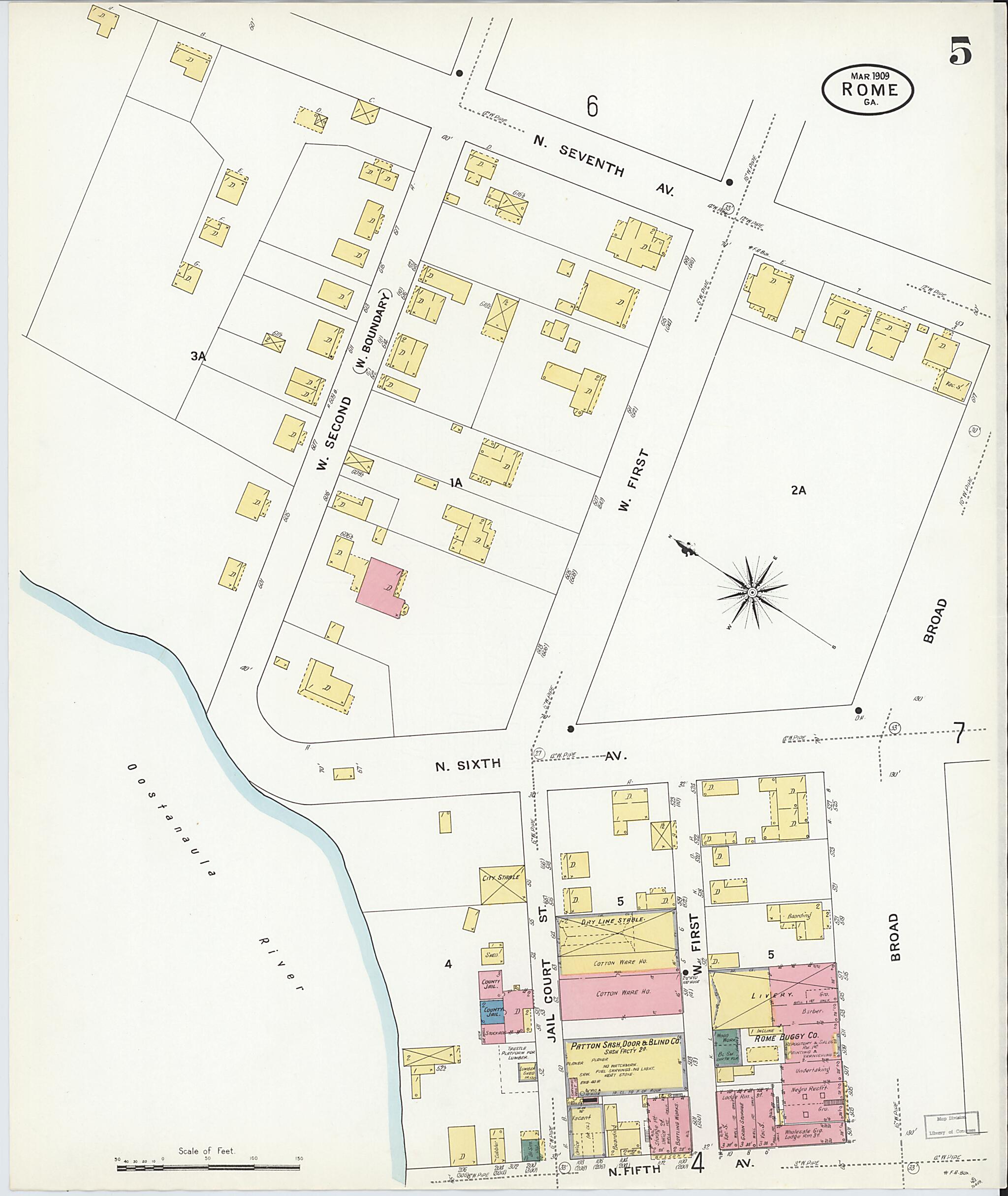 This old map of Rome, Floyd County, Georgia was created by Sanborn Map Company in 1909