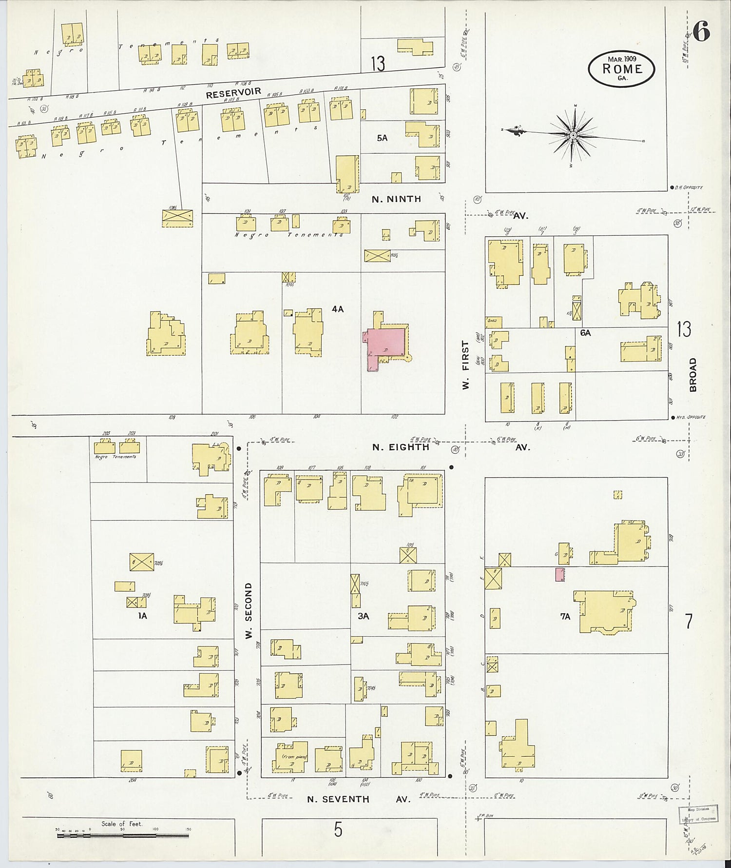 This old map of Rome, Floyd County, Georgia was created by Sanborn Map Company in 1909