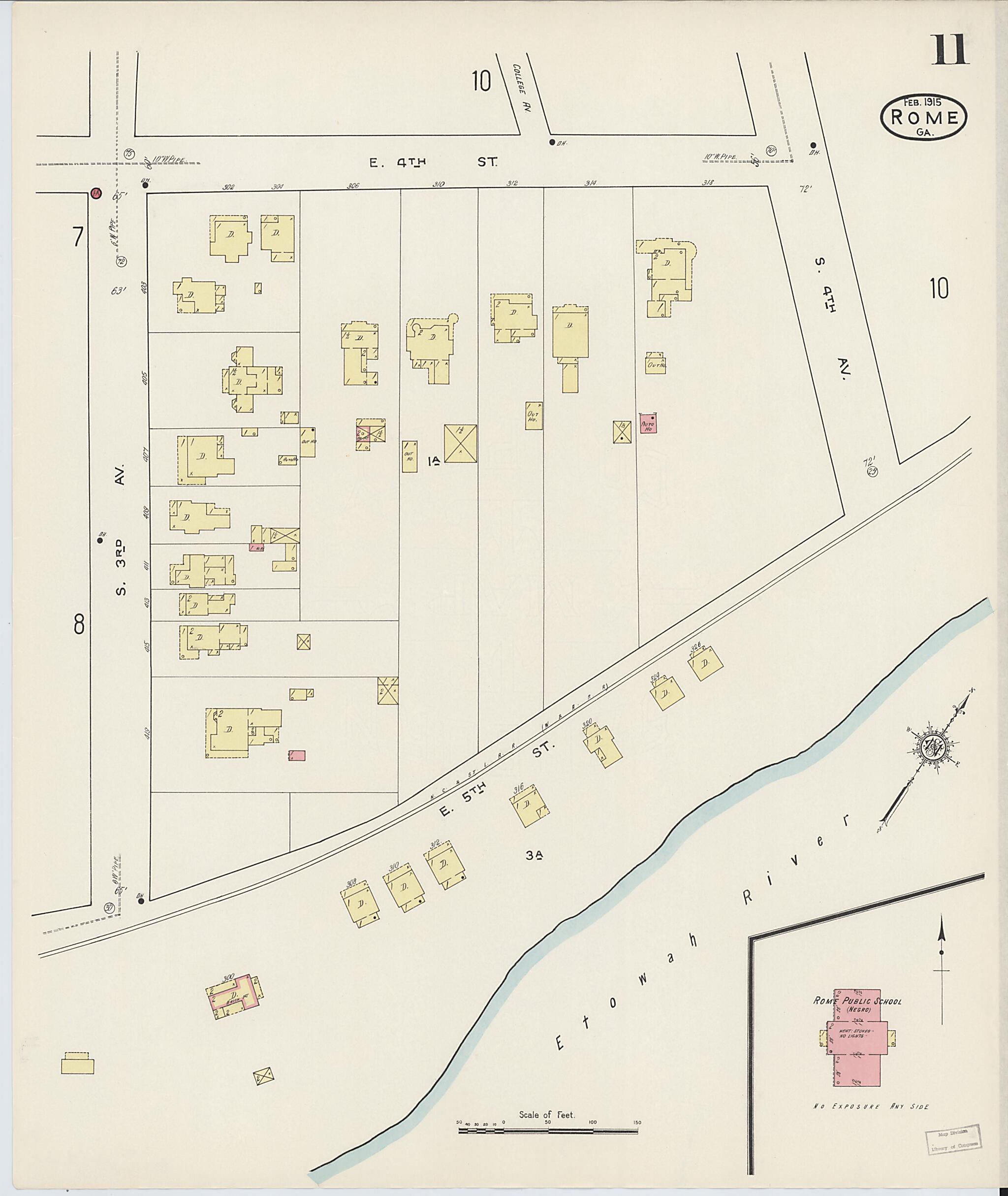 This old map of Rome, Floyd County, Georgia was created by Sanborn Map Company in 1915
