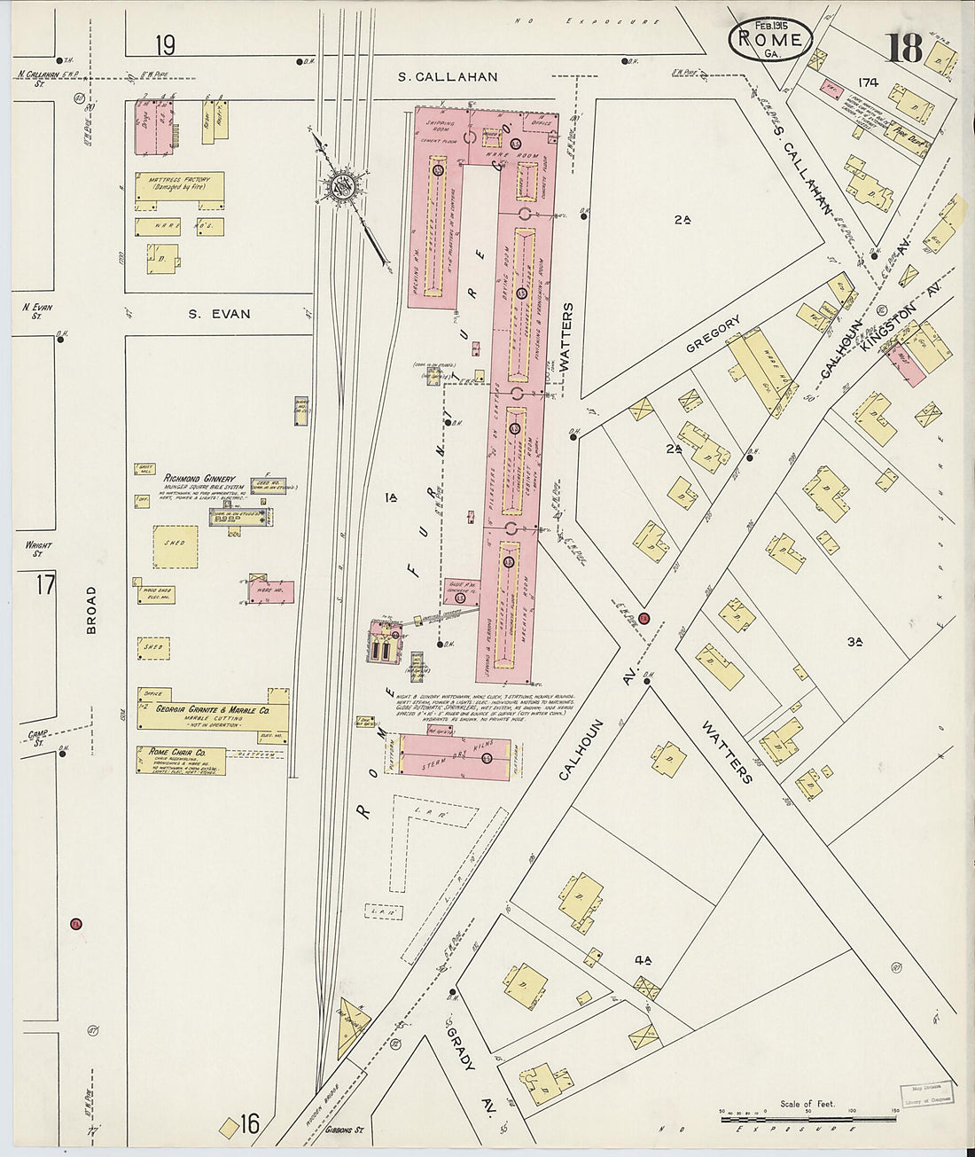 This old map of Rome, Floyd County, Georgia was created by Sanborn Map Company in 1915