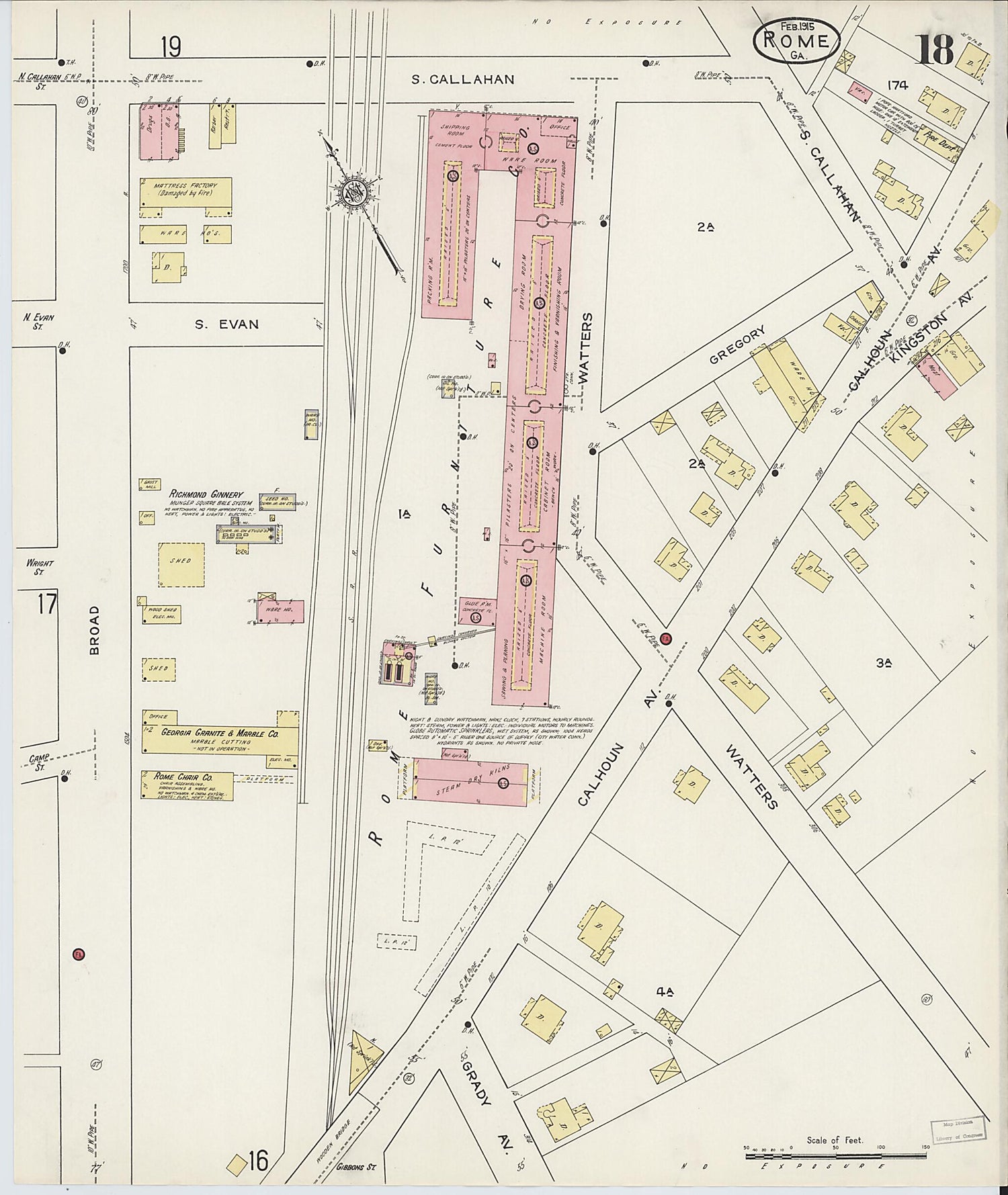 This old map of Rome, Floyd County, Georgia was created by Sanborn Map Company in 1915