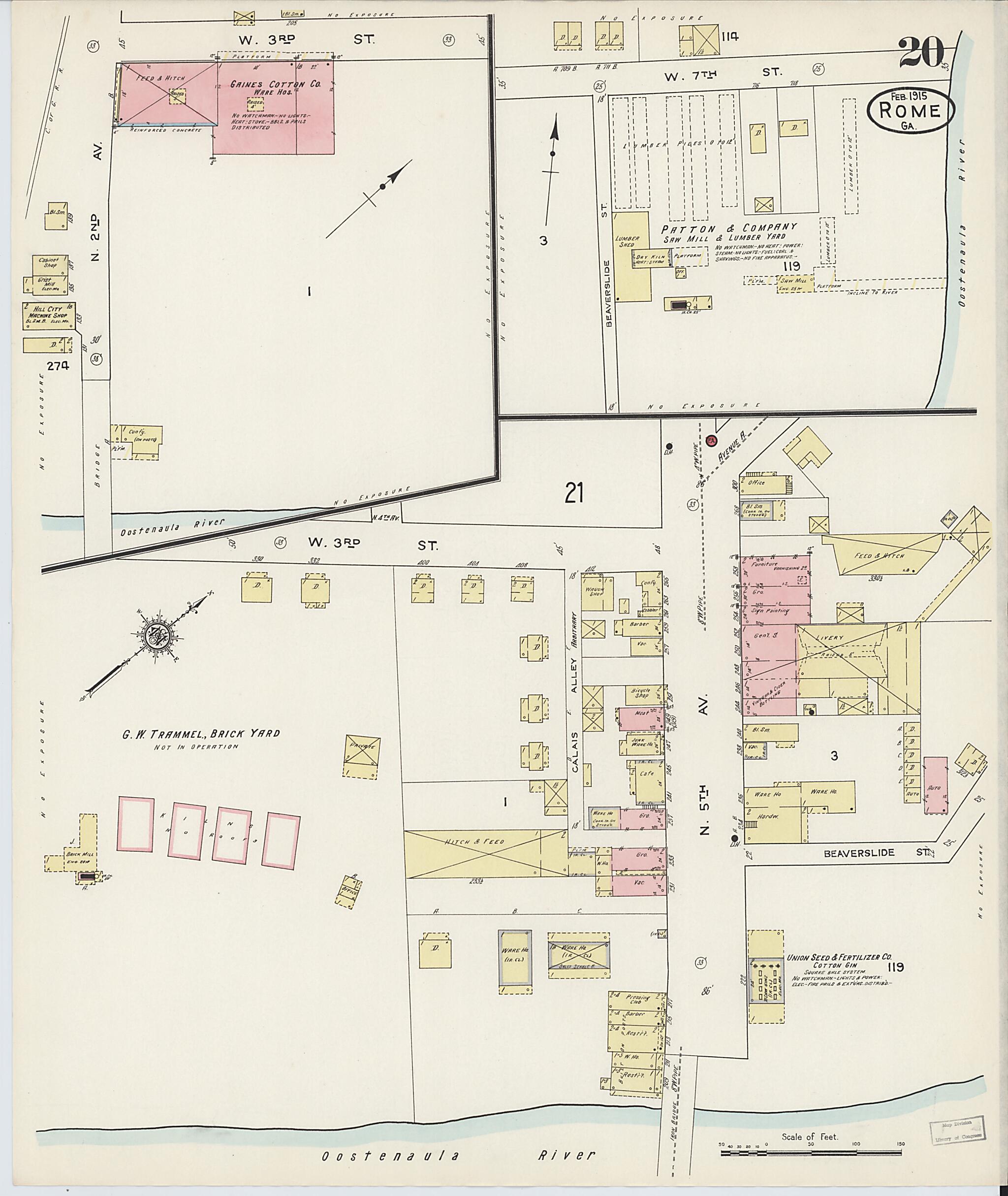 This old map of Rome, Floyd County, Georgia was created by Sanborn Map Company in 1915