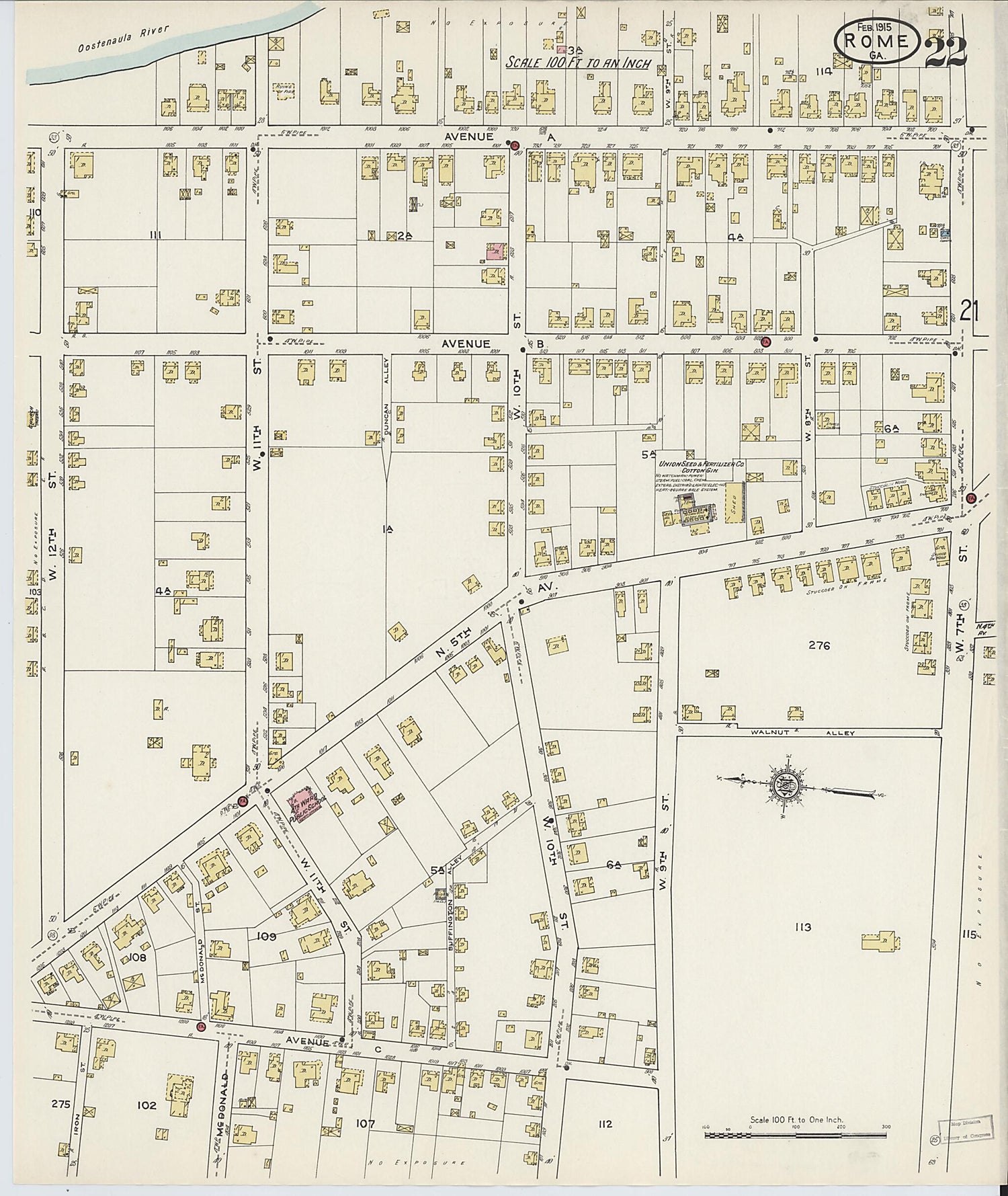 This old map of Rome, Floyd County, Georgia was created by Sanborn Map Company in 1915