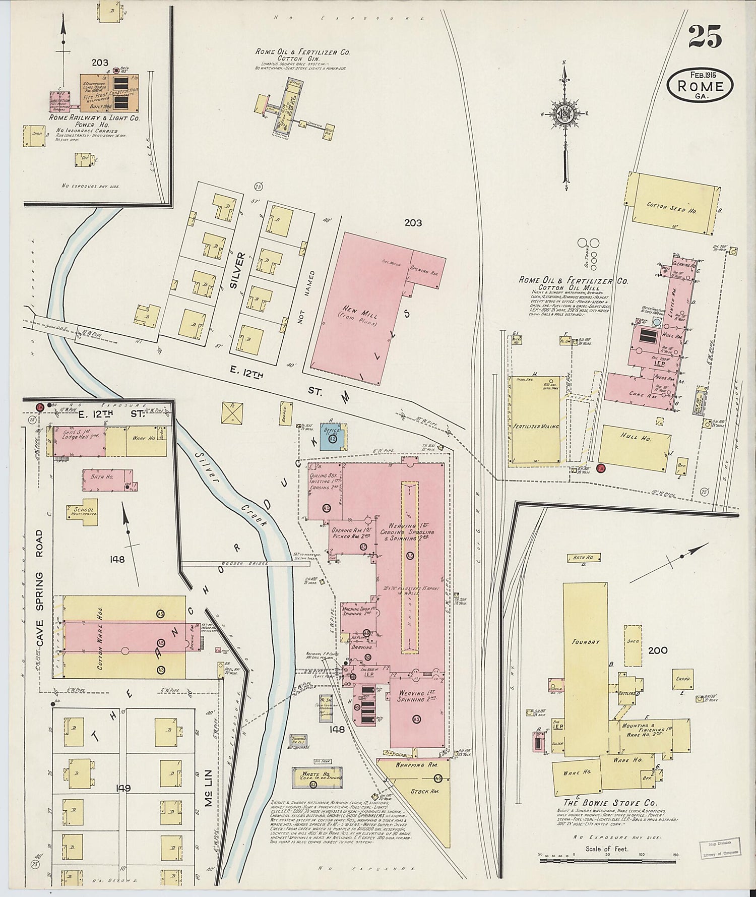This old map of Rome, Floyd County, Georgia was created by Sanborn Map Company in 1915