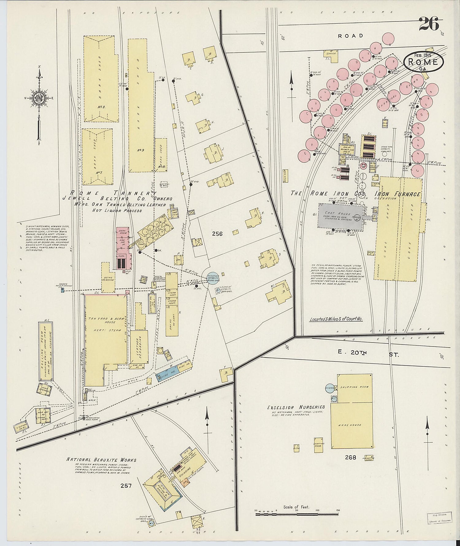 This old map of Rome, Floyd County, Georgia was created by Sanborn Map Company in 1915