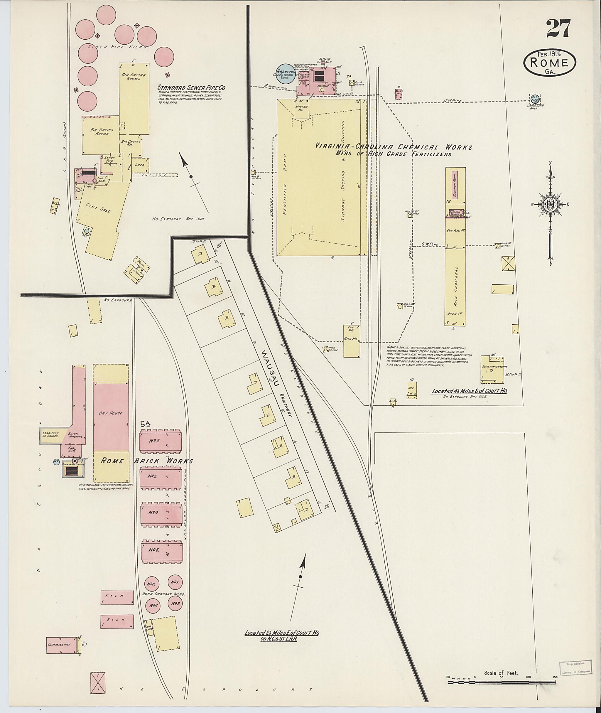 This old map of Rome, Floyd County, Georgia was created by Sanborn Map Company in 1915
