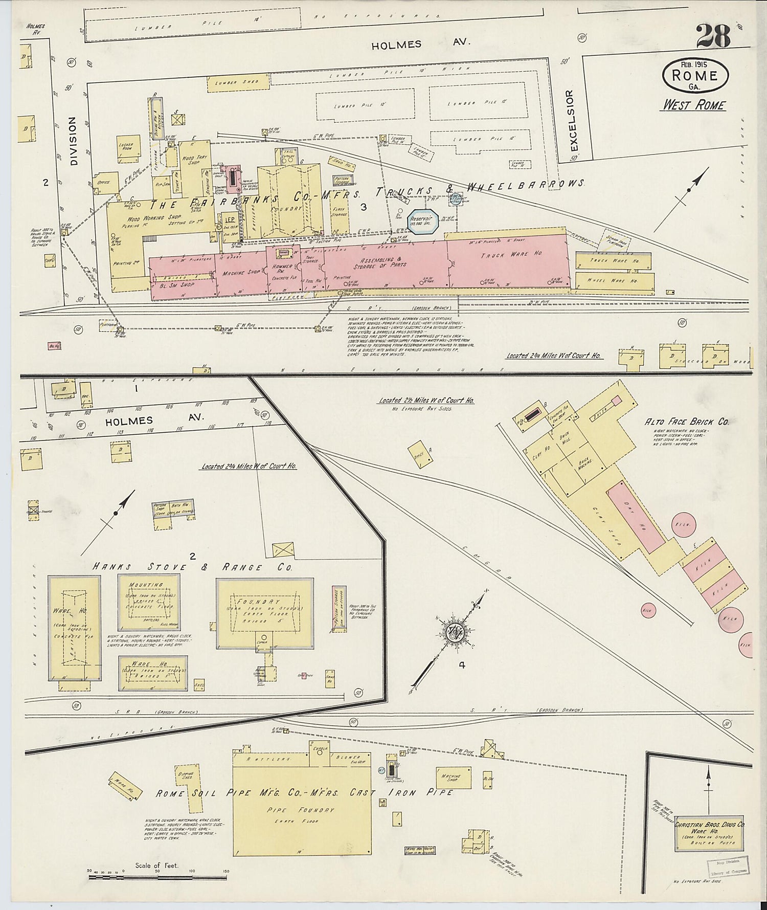 This old map of Rome, Floyd County, Georgia was created by Sanborn Map Company in 1915