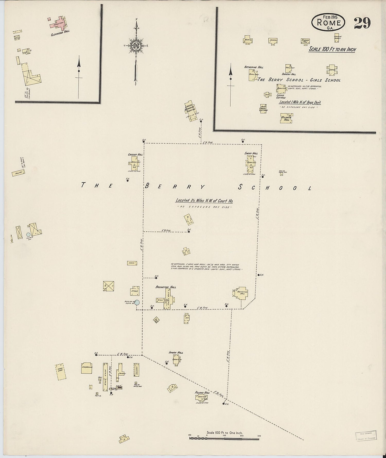 This old map of Rome, Floyd County, Georgia was created by Sanborn Map Company in 1915