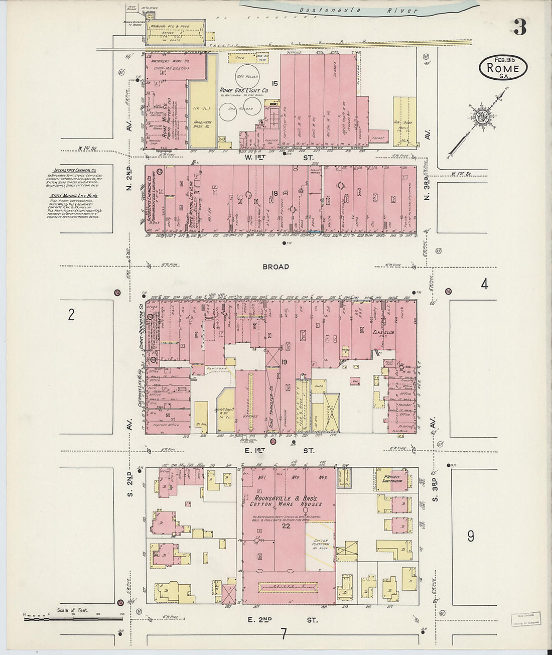 This old map of Rome, Floyd County, Georgia was created by Sanborn Map Company in 1915