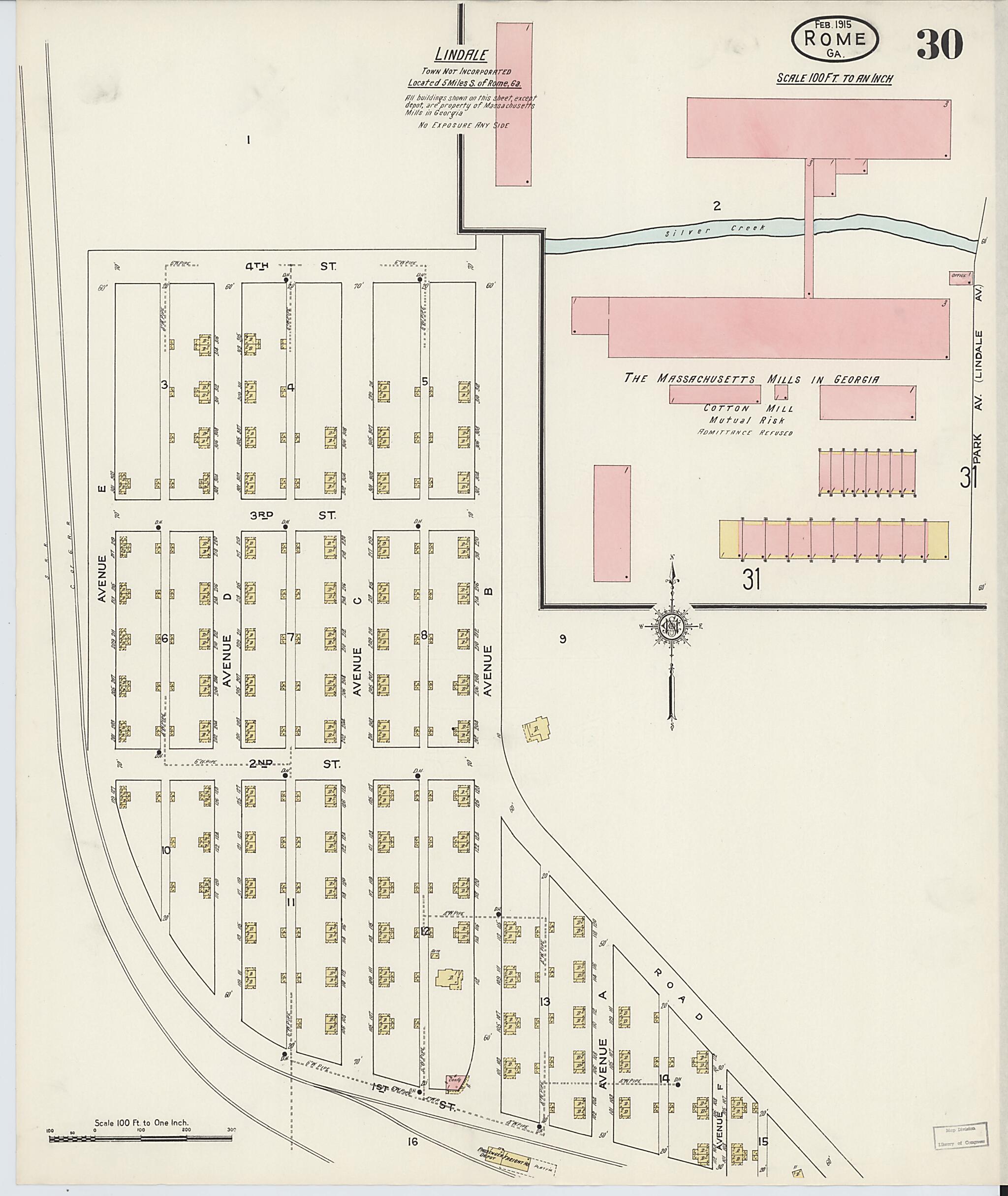 This old map of Rome, Floyd County, Georgia was created by Sanborn Map Company in 1915
