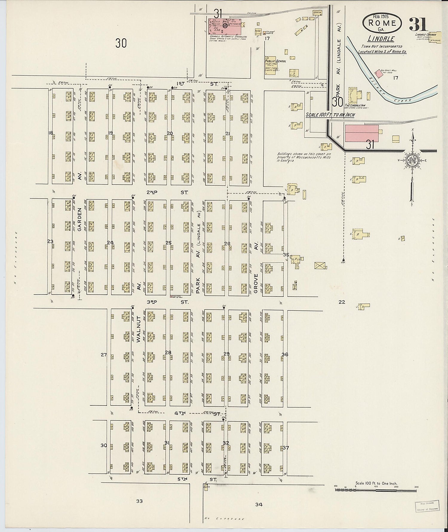 This old map of Rome, Floyd County, Georgia was created by Sanborn Map Company in 1915