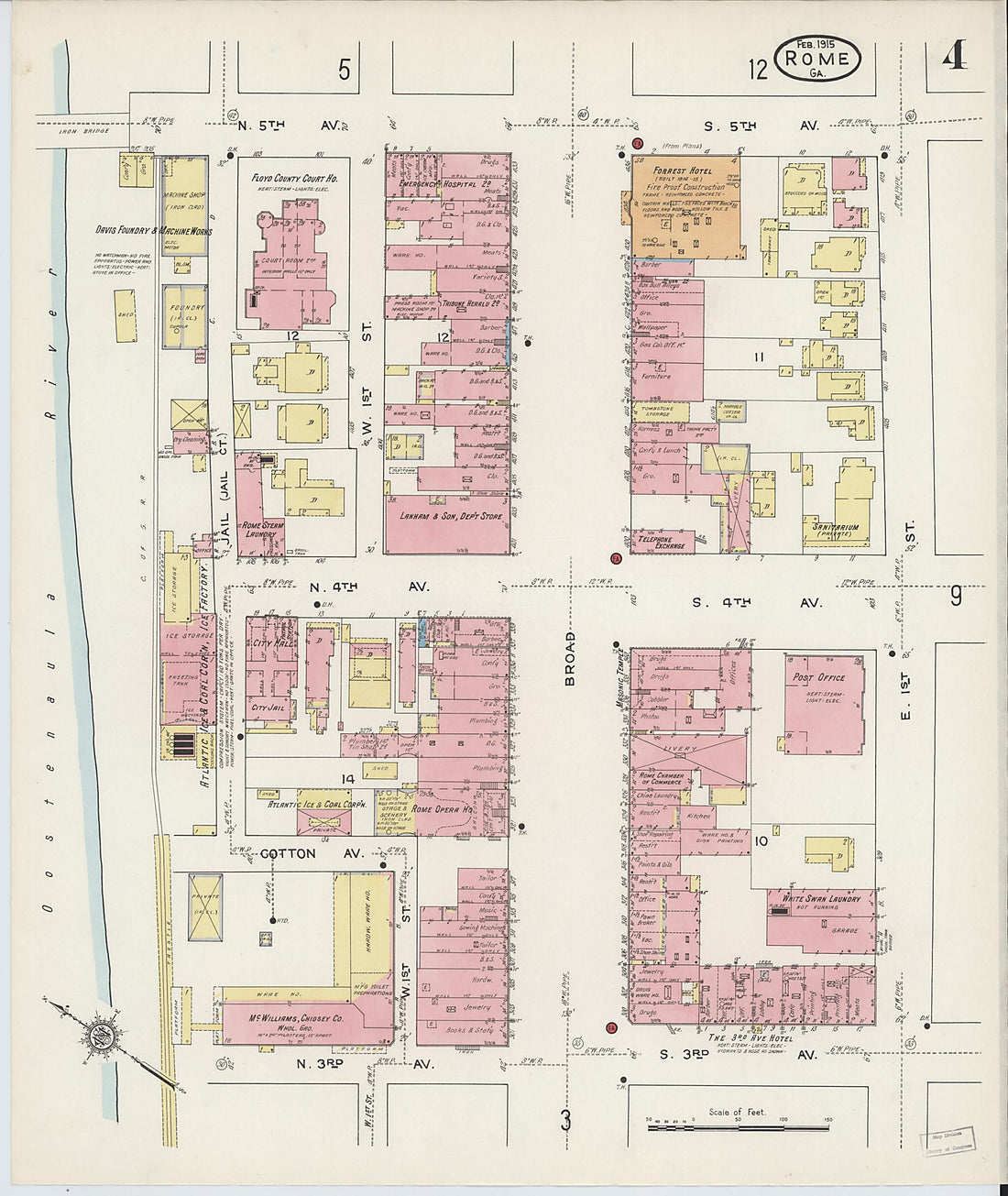 This old map of Rome, Floyd County, Georgia was created by Sanborn Map Company in 1915