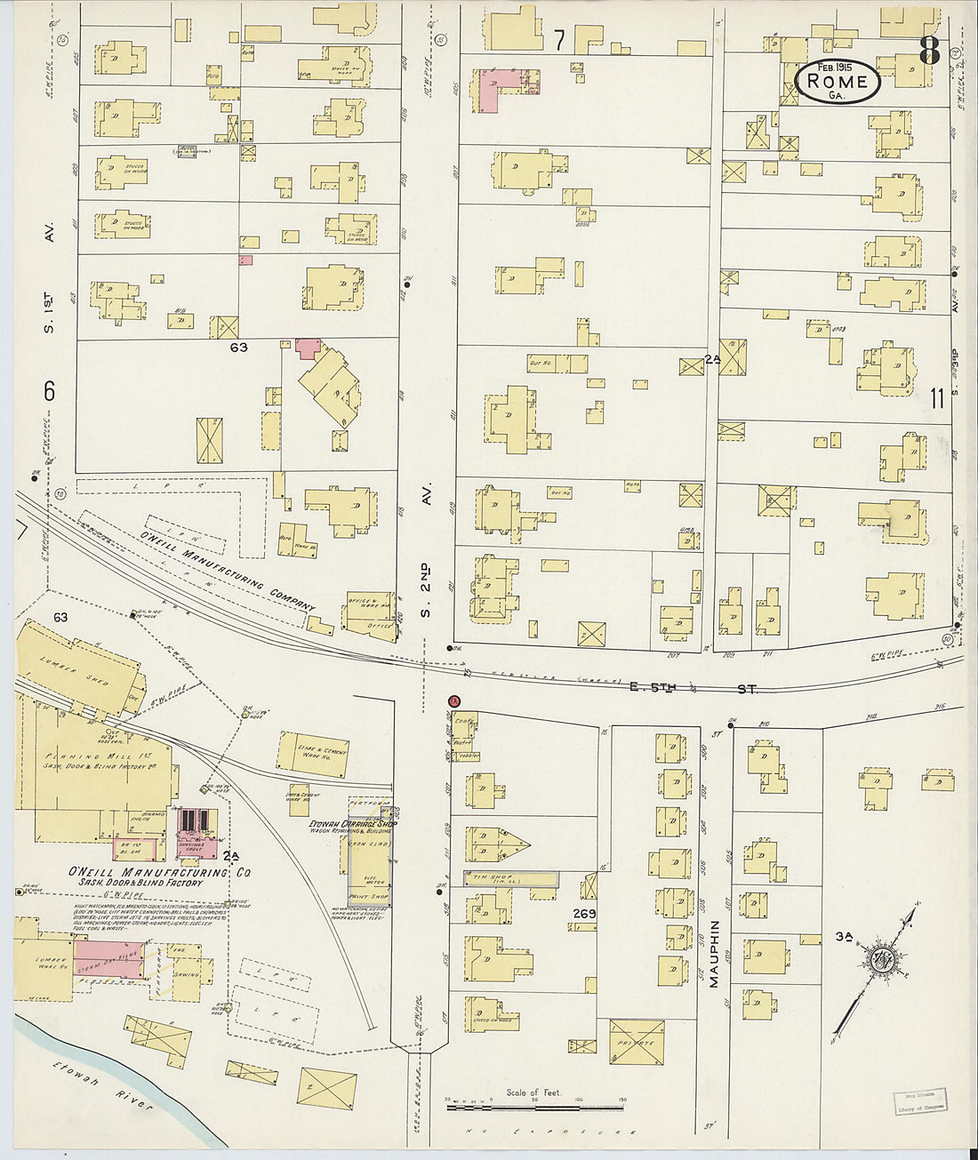 This old map of Rome, Floyd County, Georgia was created by Sanborn Map Company in 1915
