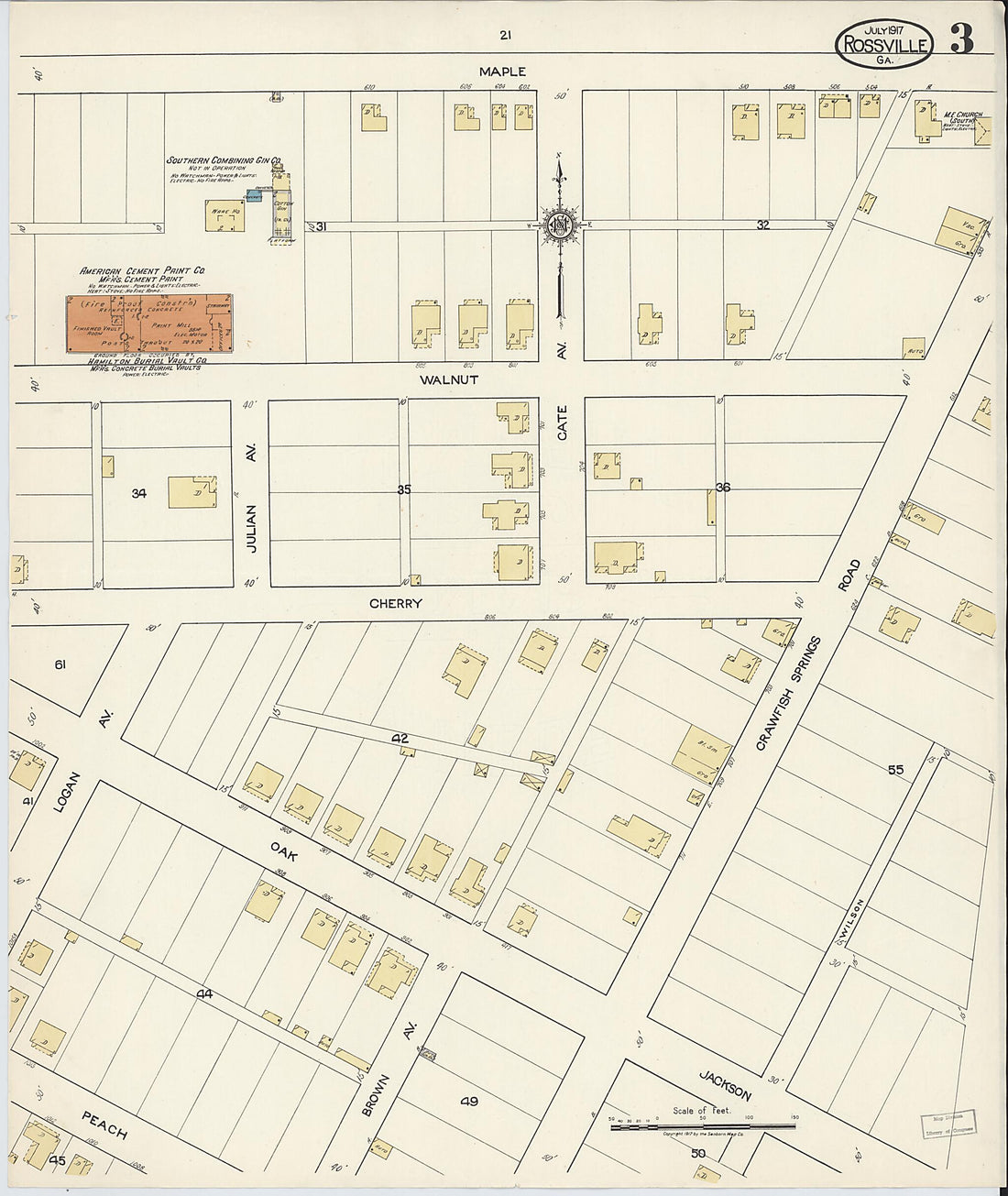 This old map of Rossville, Walker County, Georgia was created by Sanborn Map Company in 1917
