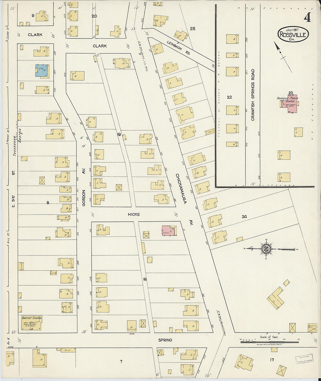 This old map of Rossville, Walker County, Georgia was created by Sanborn Map Company in 1917