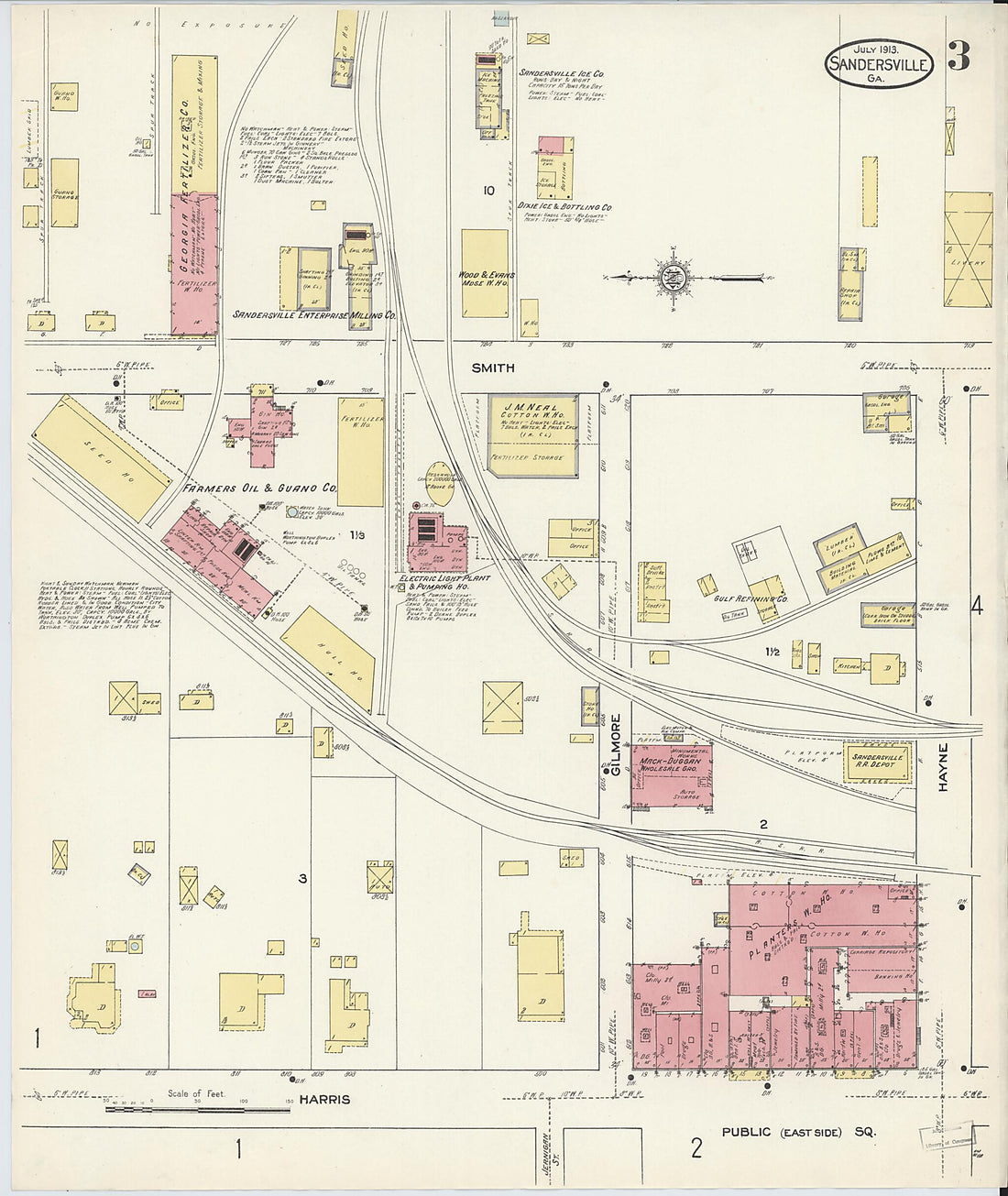 This old map of Sandersville, Washington County, Georgia was created by Sanborn Map Company in 1913