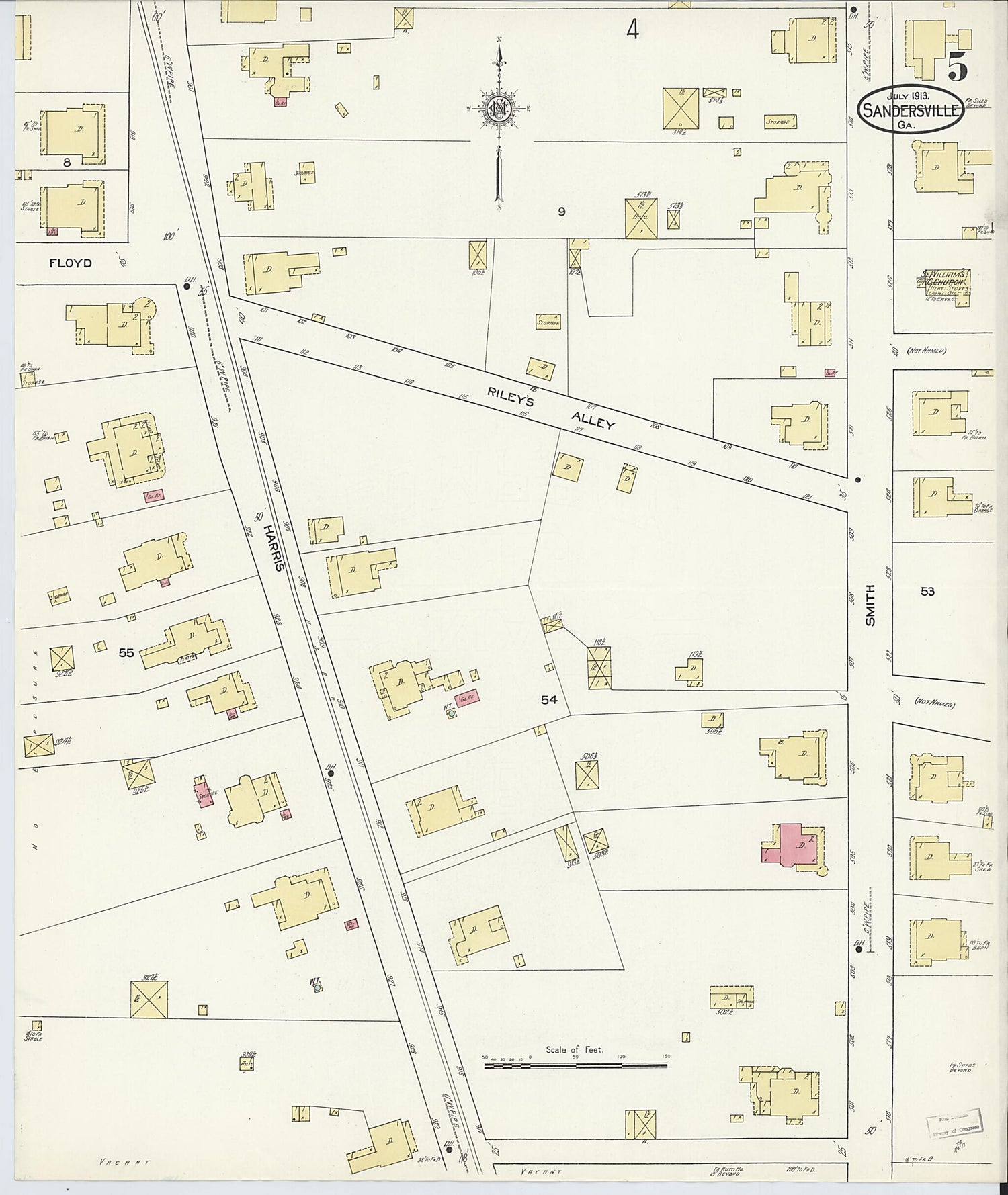 This old map of Sandersville, Washington County, Georgia was created by Sanborn Map Company in 1913