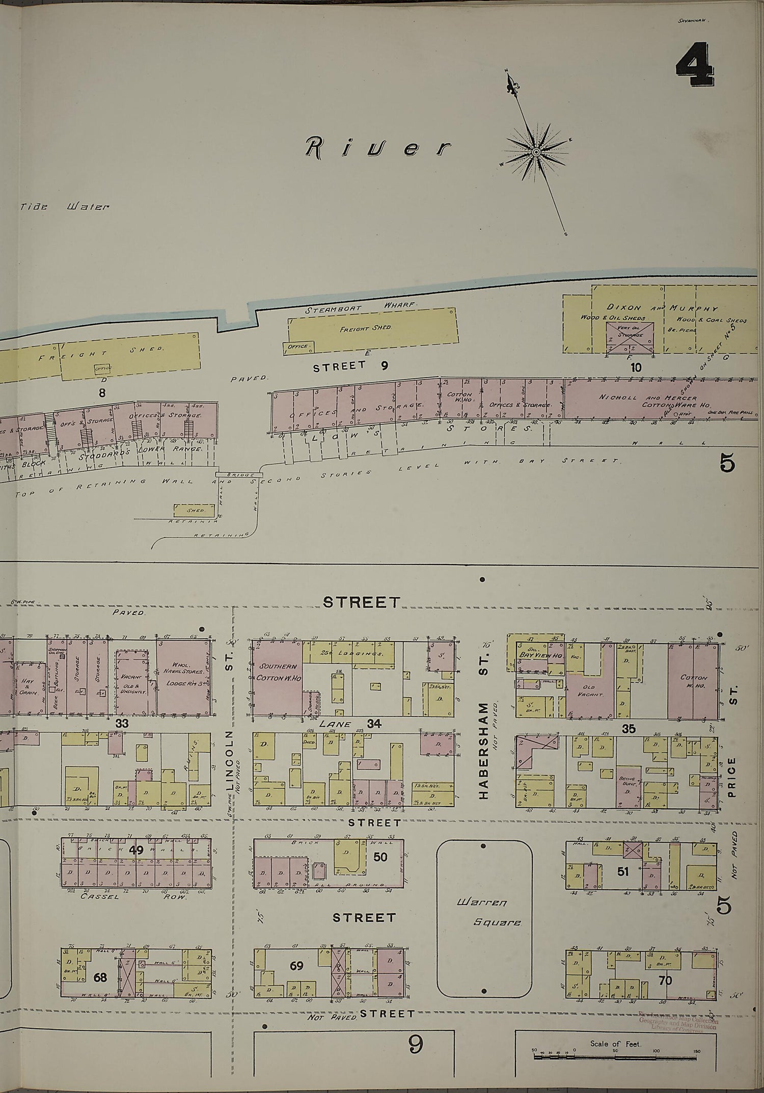 This old map of Savannah, Chatham County, Georgia was created by Sanborn Map Company in 1888