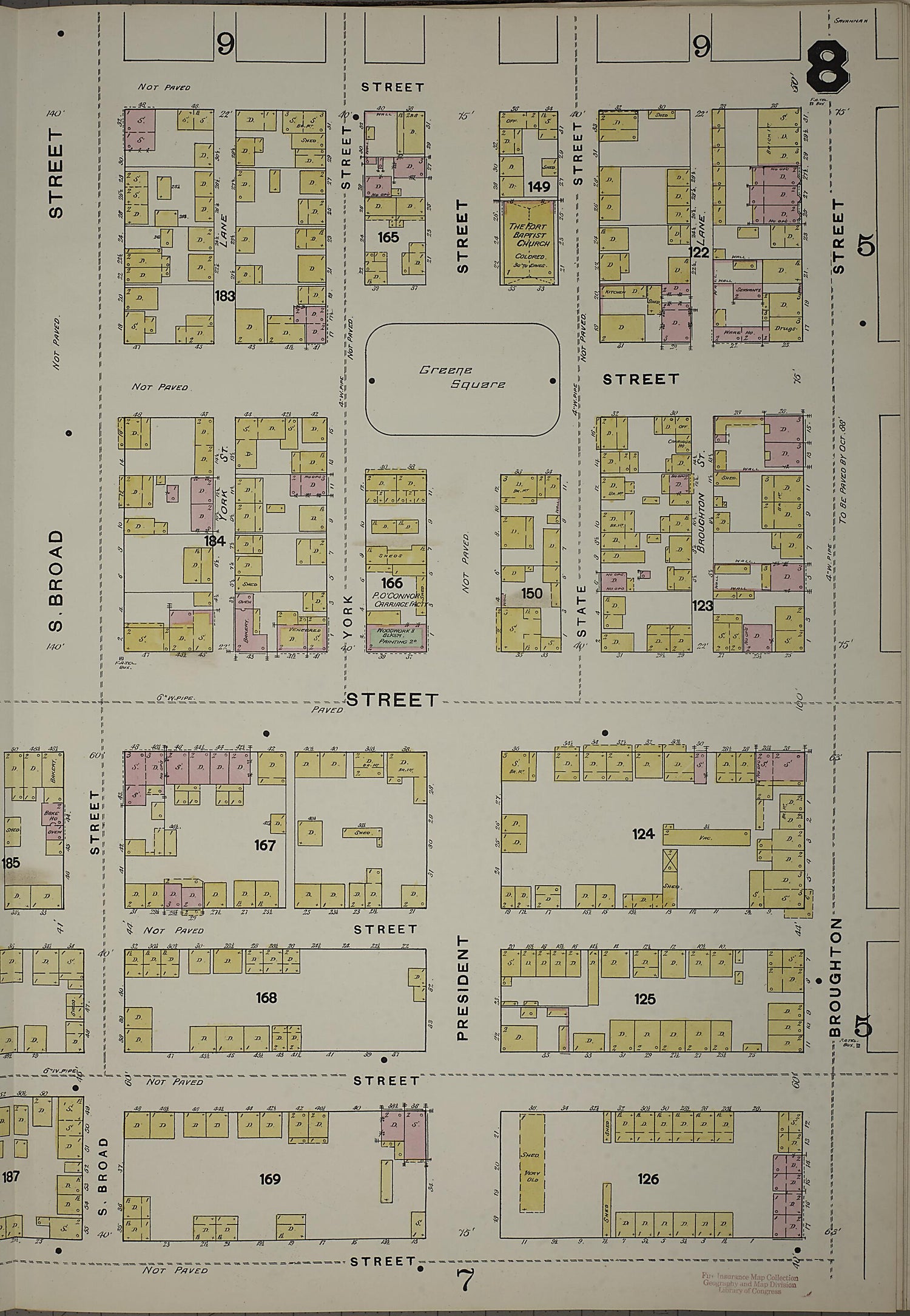 This old map of Savannah, Chatham County, Georgia was created by Sanborn Map Company in 1888