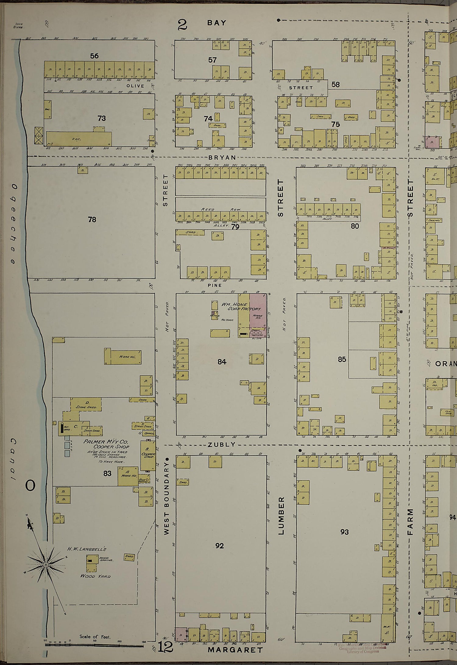 This old map of Savannah, Chatham County, Georgia was created by Sanborn Map Company in 1888