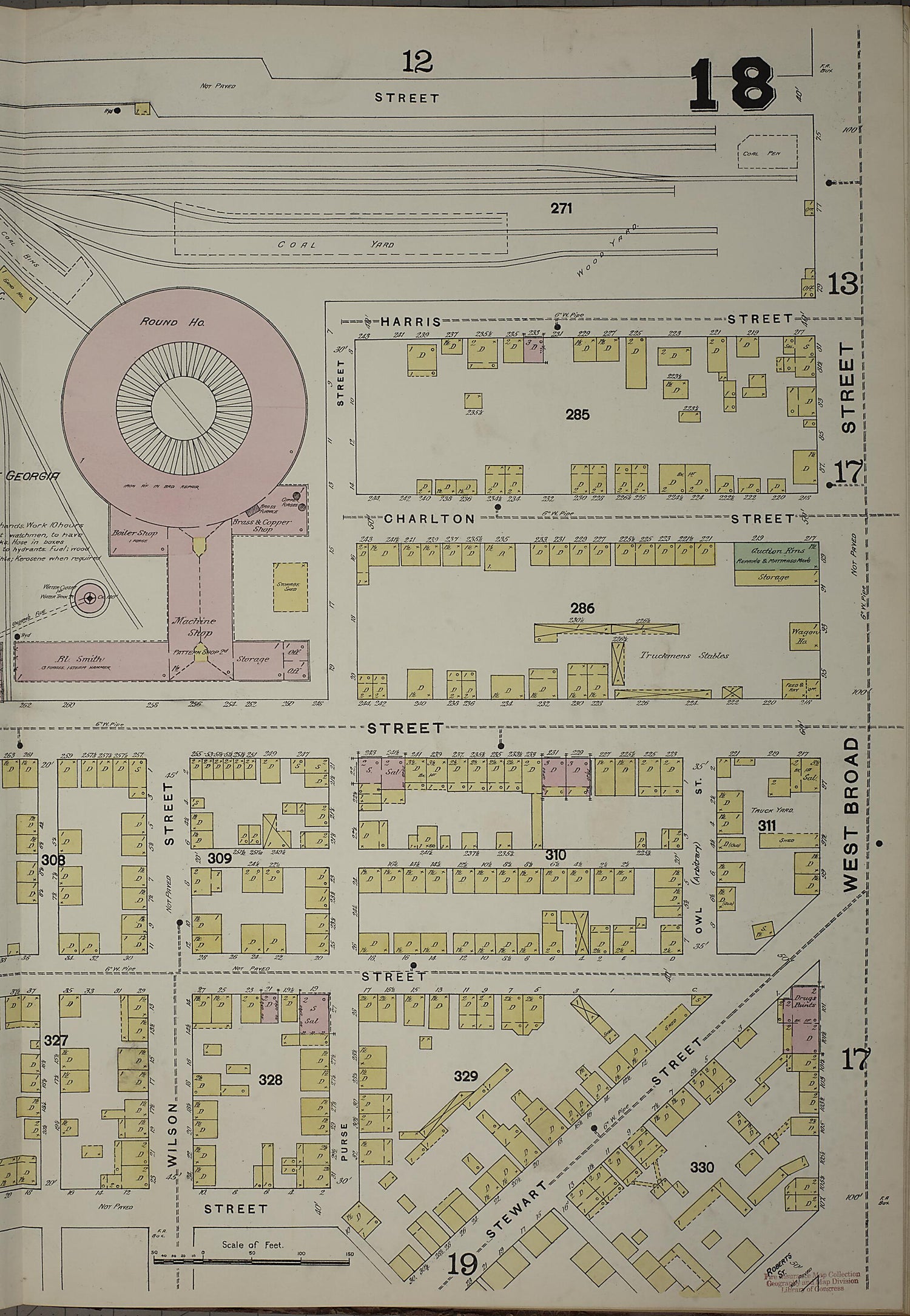 This old map of Savannah, Chatham County, Georgia was created by Sanborn Map Company in 1888