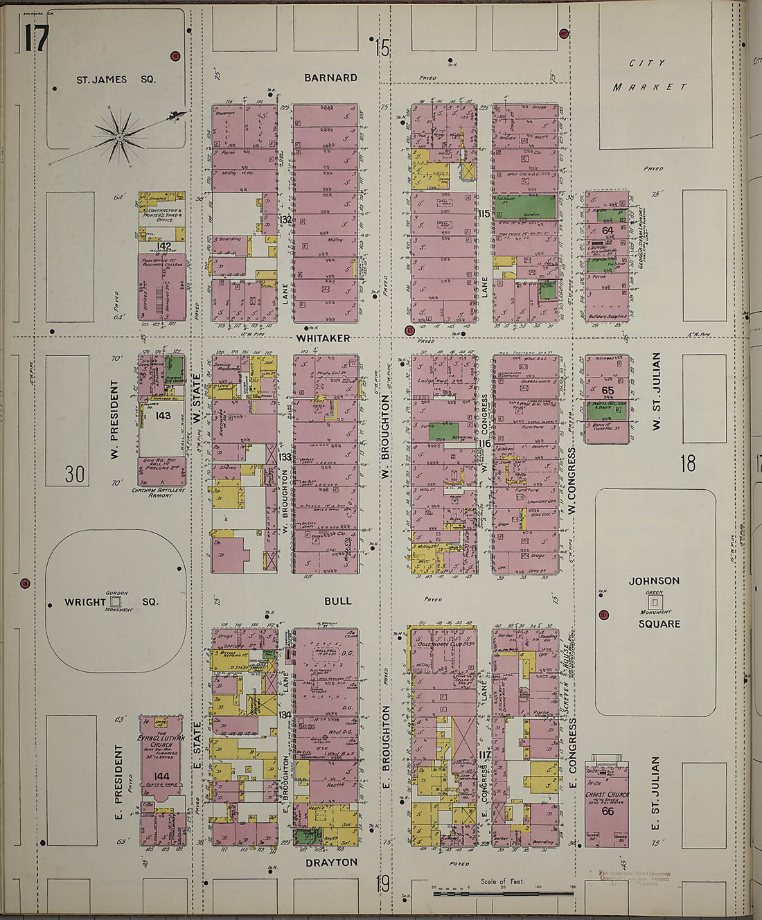 This old map of Savannah, Chatham County, Georgia was created by Sanborn Map Company in 1898