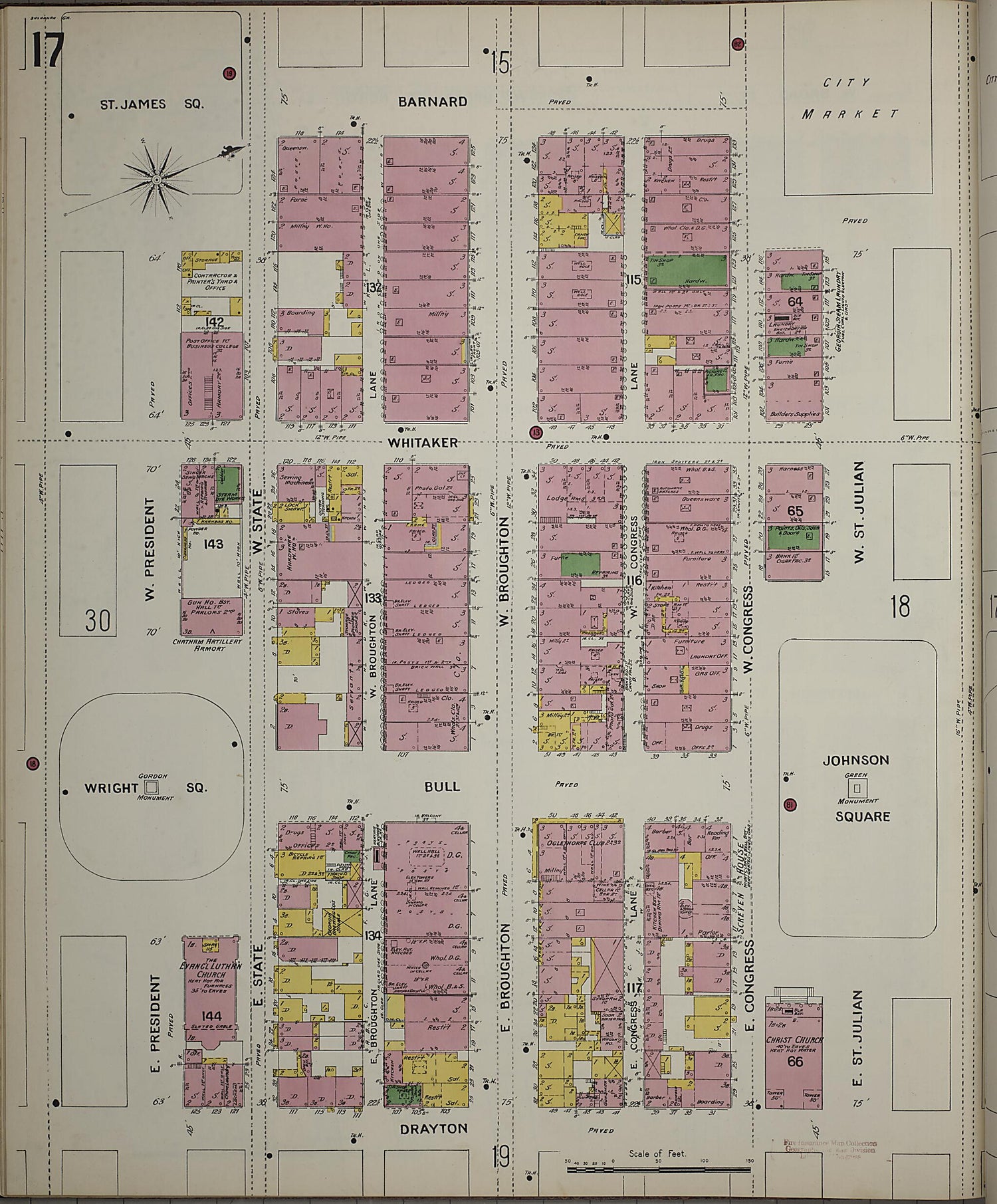 This old map of Savannah, Chatham County, Georgia was created by Sanborn Map Company in 1898