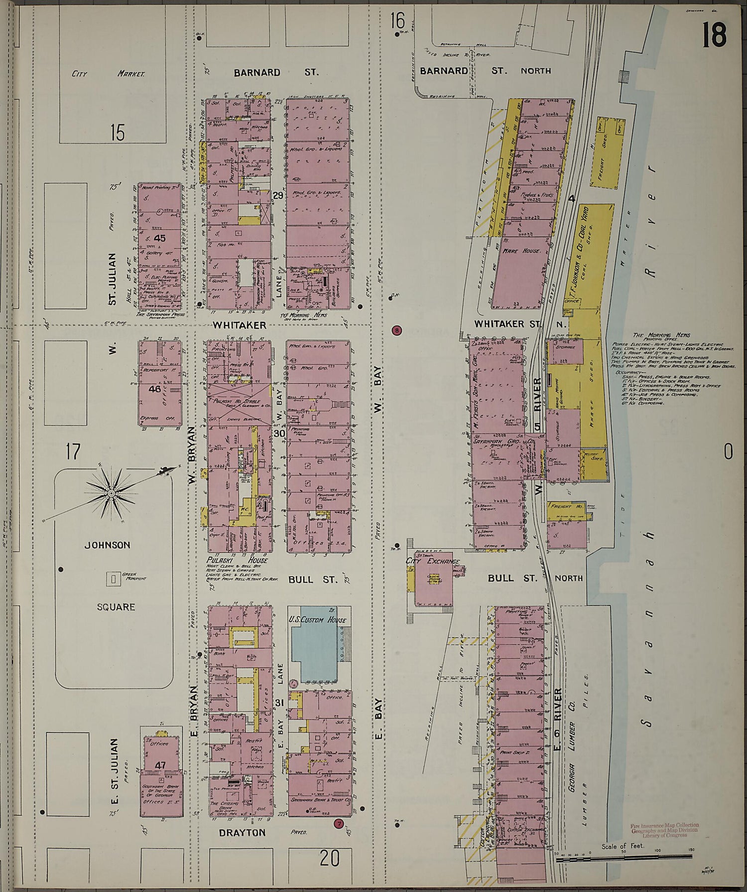 This old map of Savannah, Chatham County, Georgia was created by Sanborn Map Company in 1898