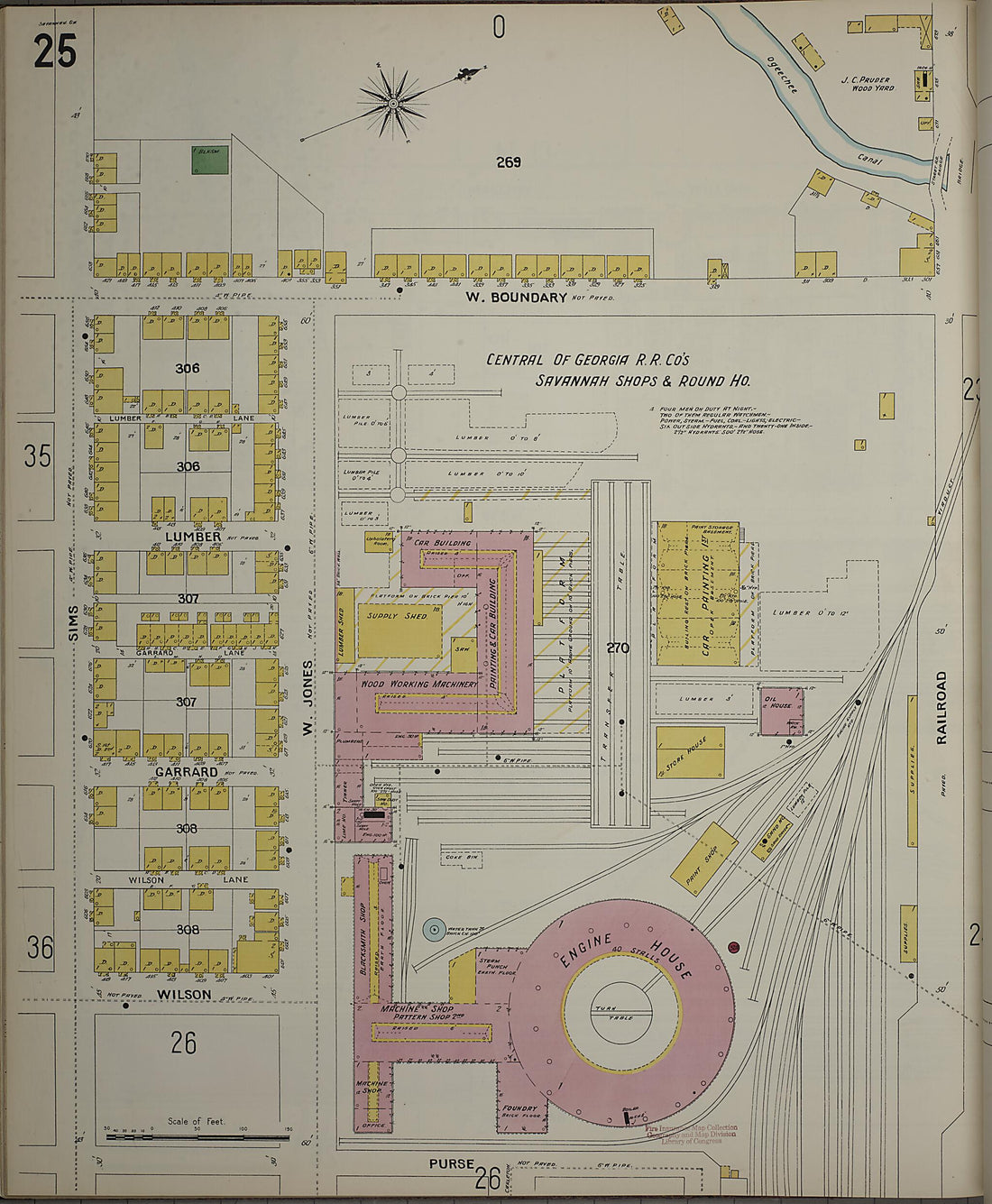 This old map of Savannah, Chatham County, Georgia was created by Sanborn Map Company in 1898