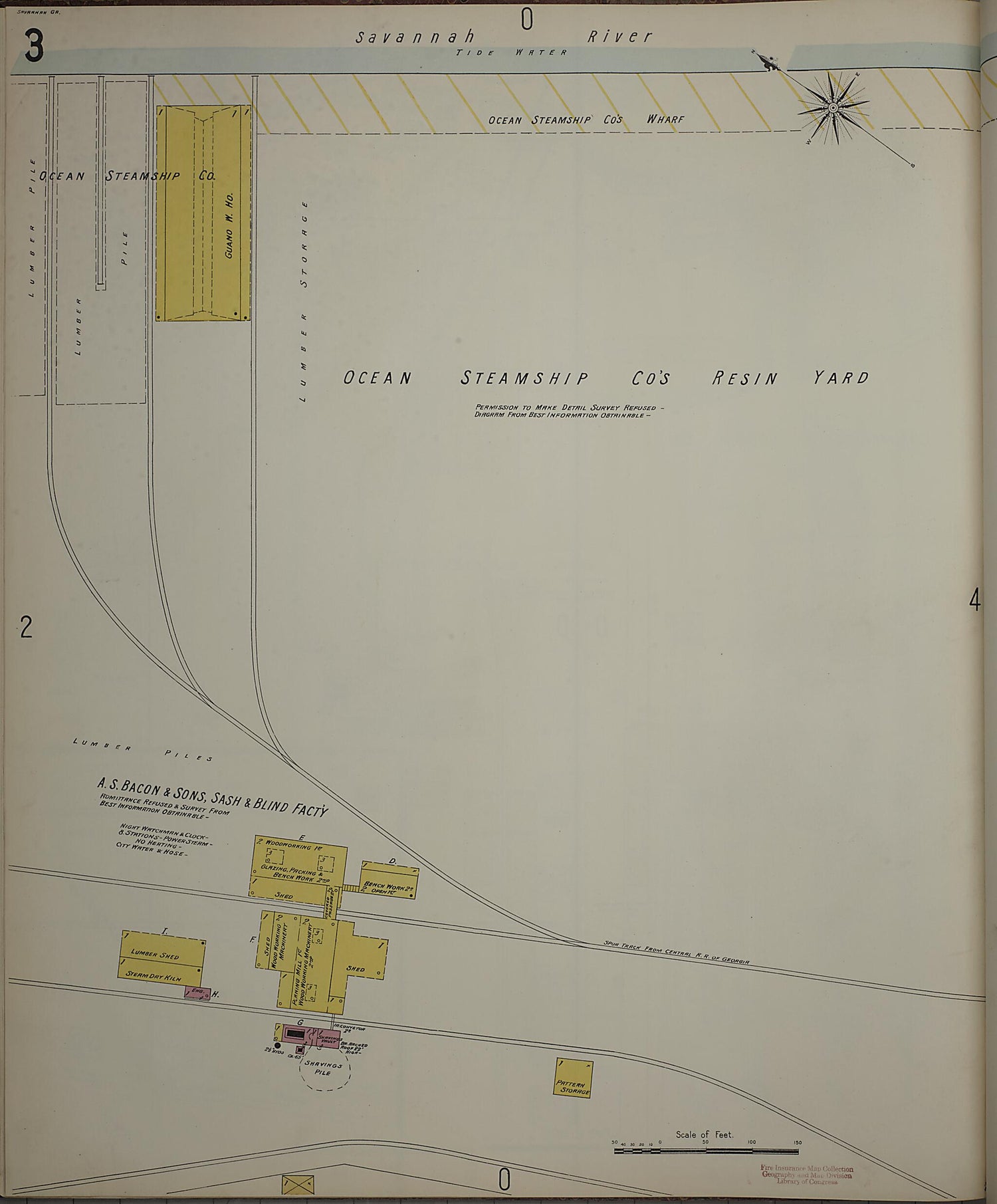 This old map of Savannah, Chatham County, Georgia was created by Sanborn Map Company in 1898