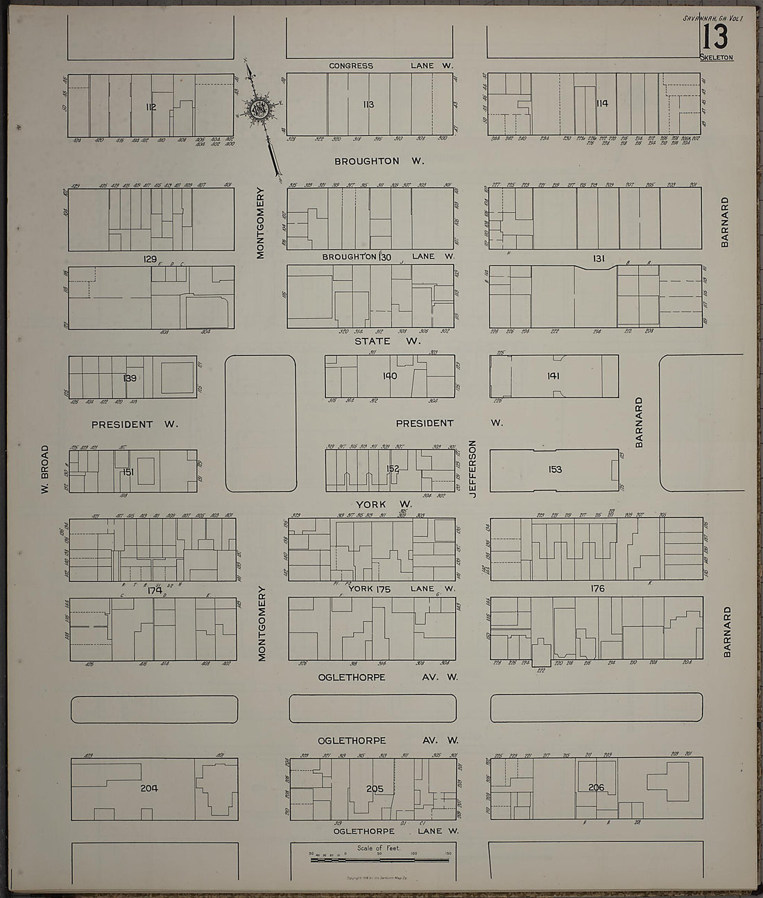 This old map of Savannah, Chatham County, Georgia was created by Sanborn Map Company in 1916