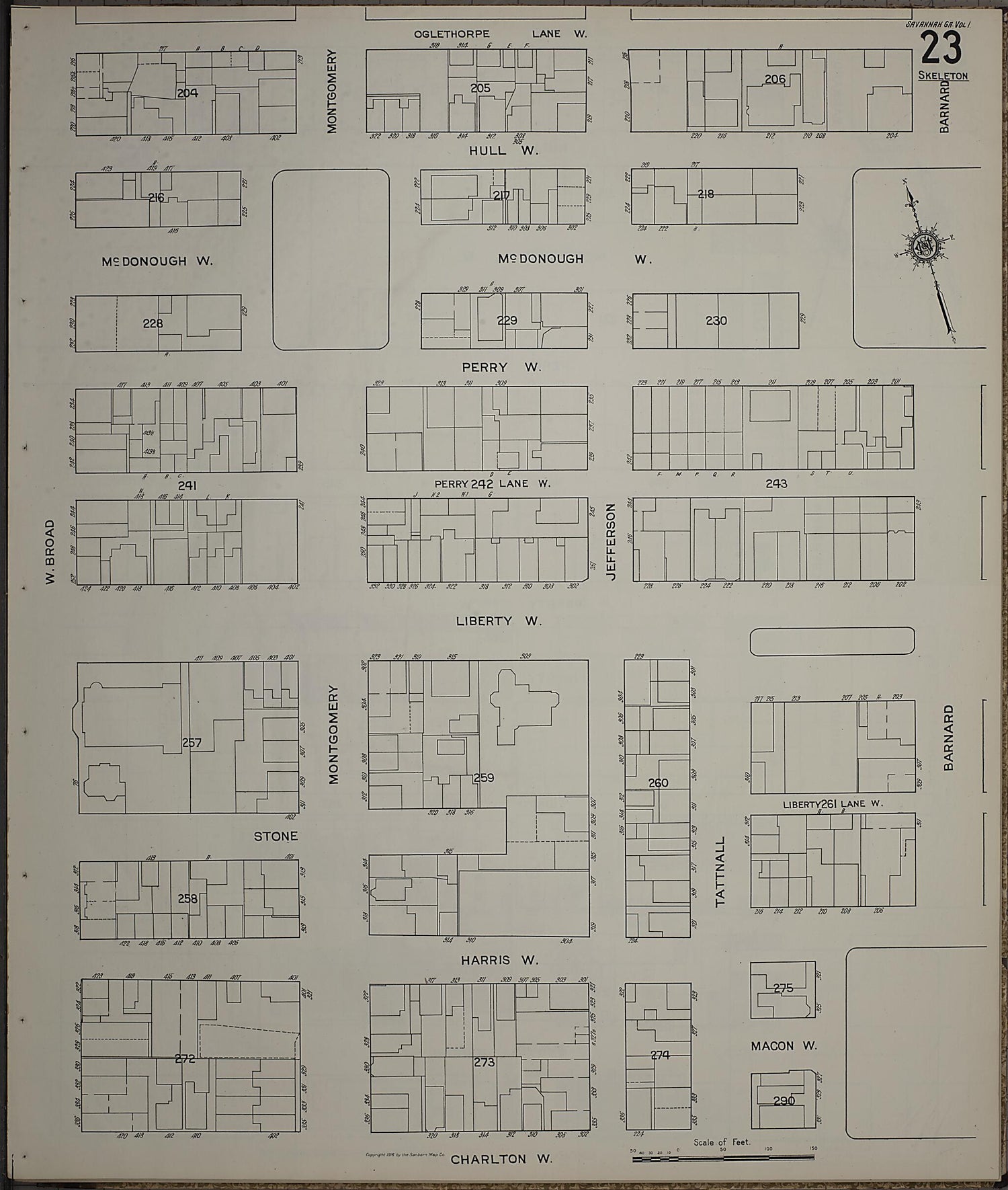 This old map of Savannah, Chatham County, Georgia was created by Sanborn Map Company in 1916