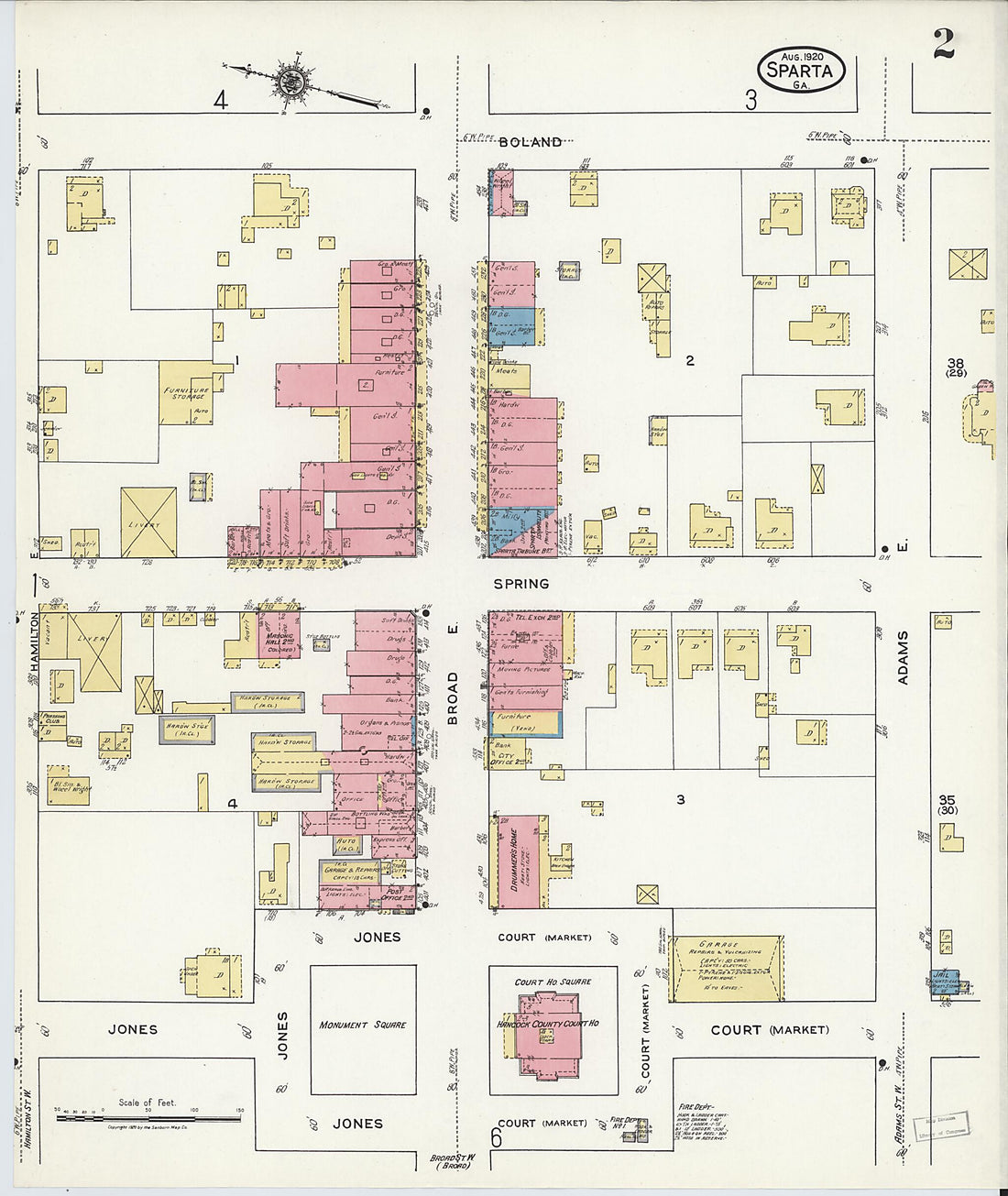 This old map of Sparta, Hancock County, Georgia was created by Sanborn Map Company in 1920