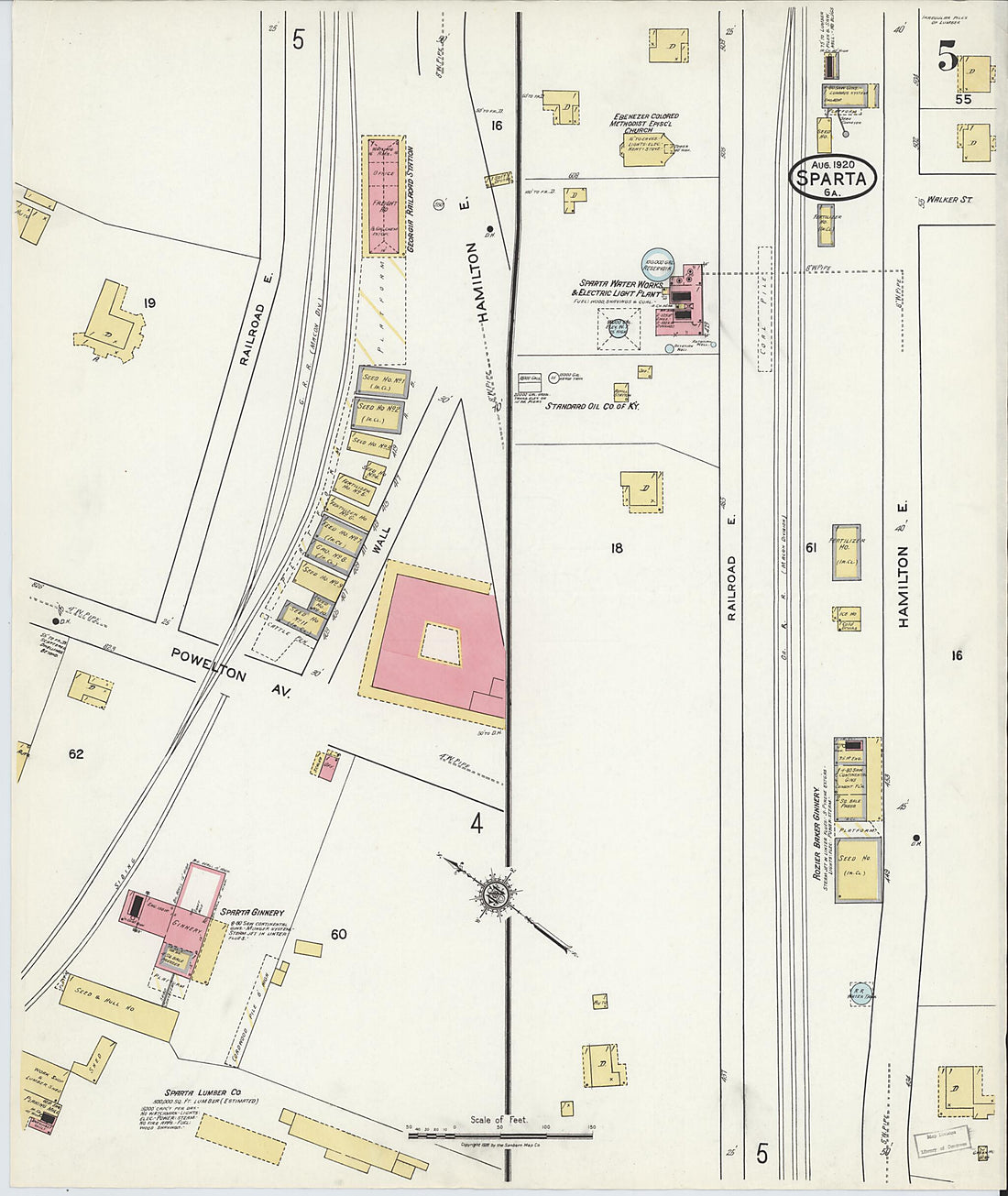 This old map of Sparta, Hancock County, Georgia was created by Sanborn Map Company in 1920