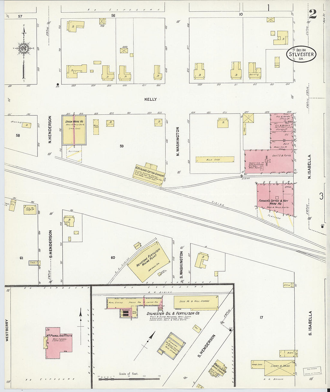 This old map of Sylvester, Worth County, Georgia was created by Sanborn Map Company in 1911
