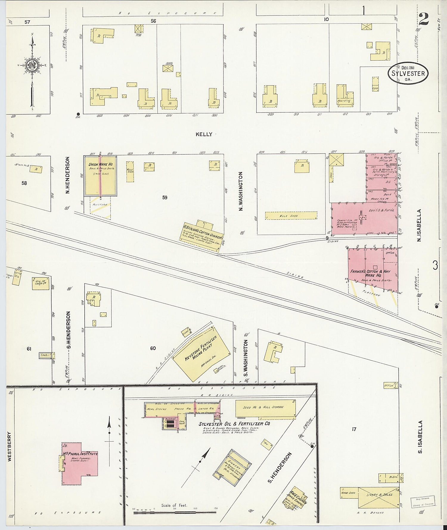 This old map of Sylvester, Worth County, Georgia was created by Sanborn Map Company in 1911