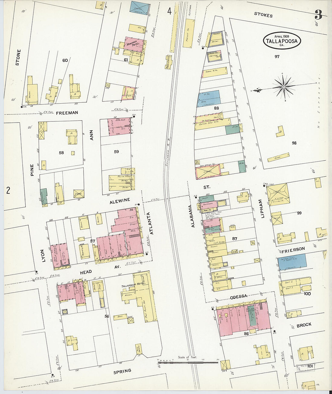 This old map of Tallapoosa, Haralson County, Georgia was created by Sanborn Map Company in 1909
