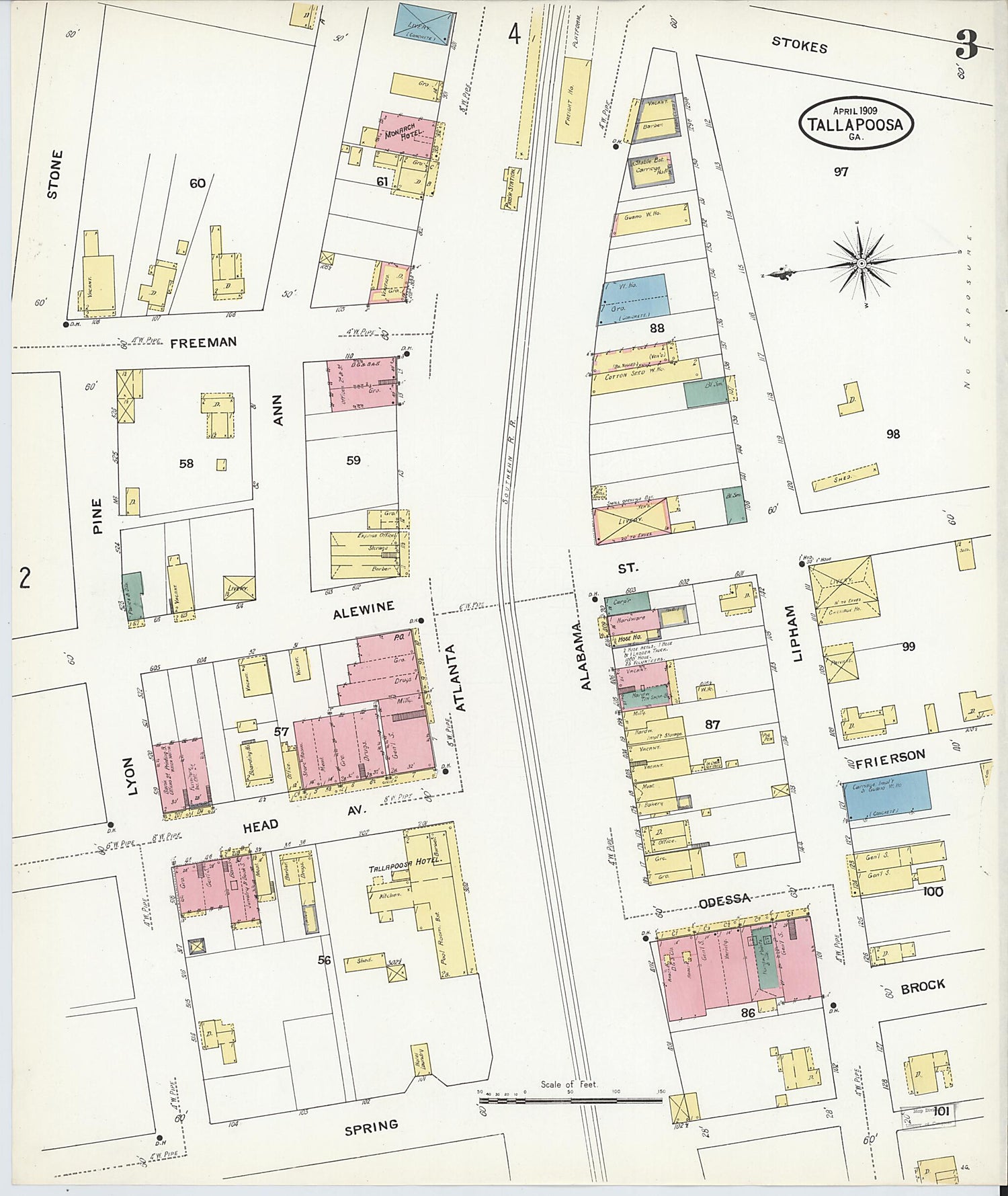 This old map of Tallapoosa, Haralson County, Georgia was created by Sanborn Map Company in 1909