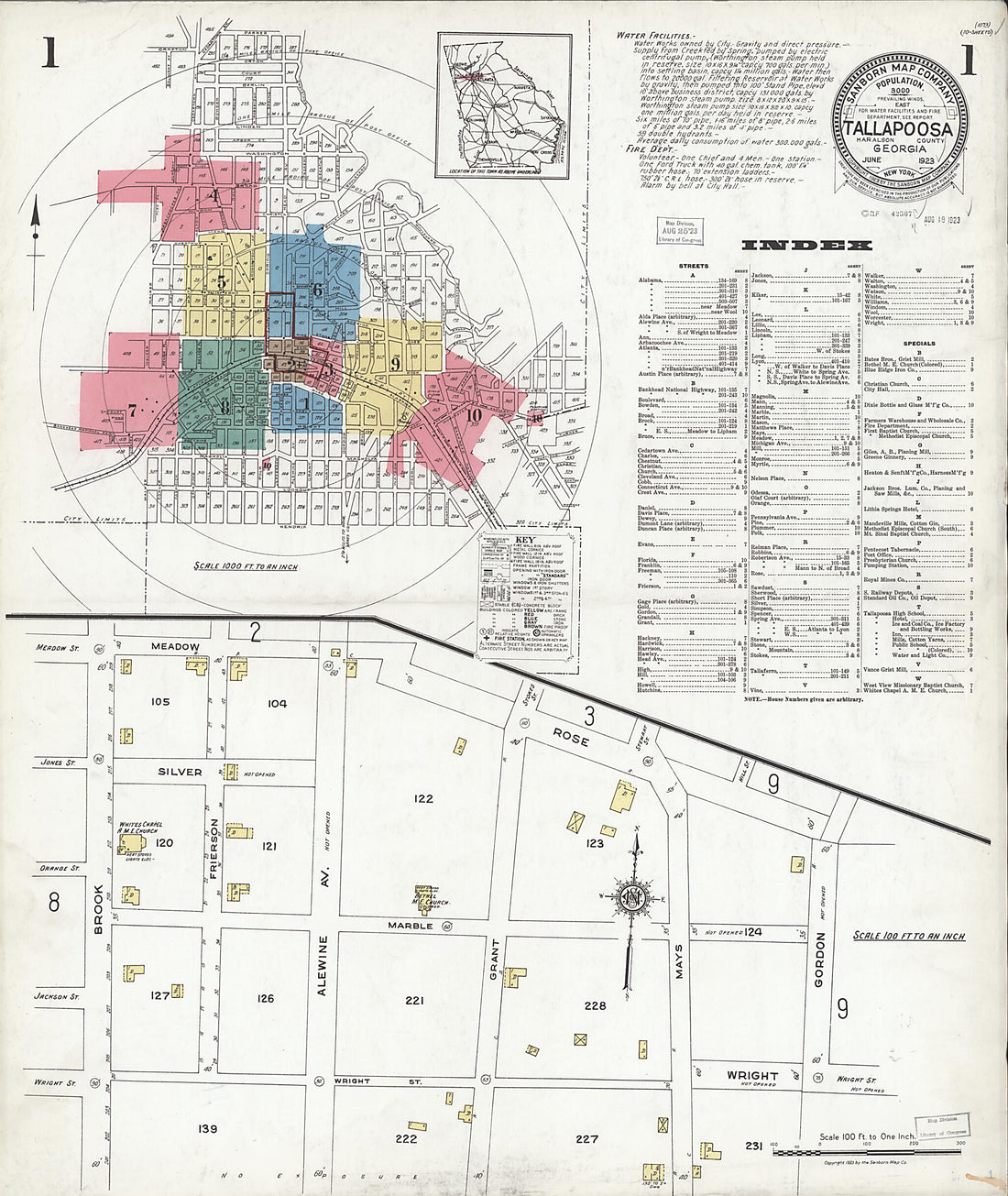 This old map of Tallapoosa, Haralson County, Georgia was created by Sanborn Map Company in 1923