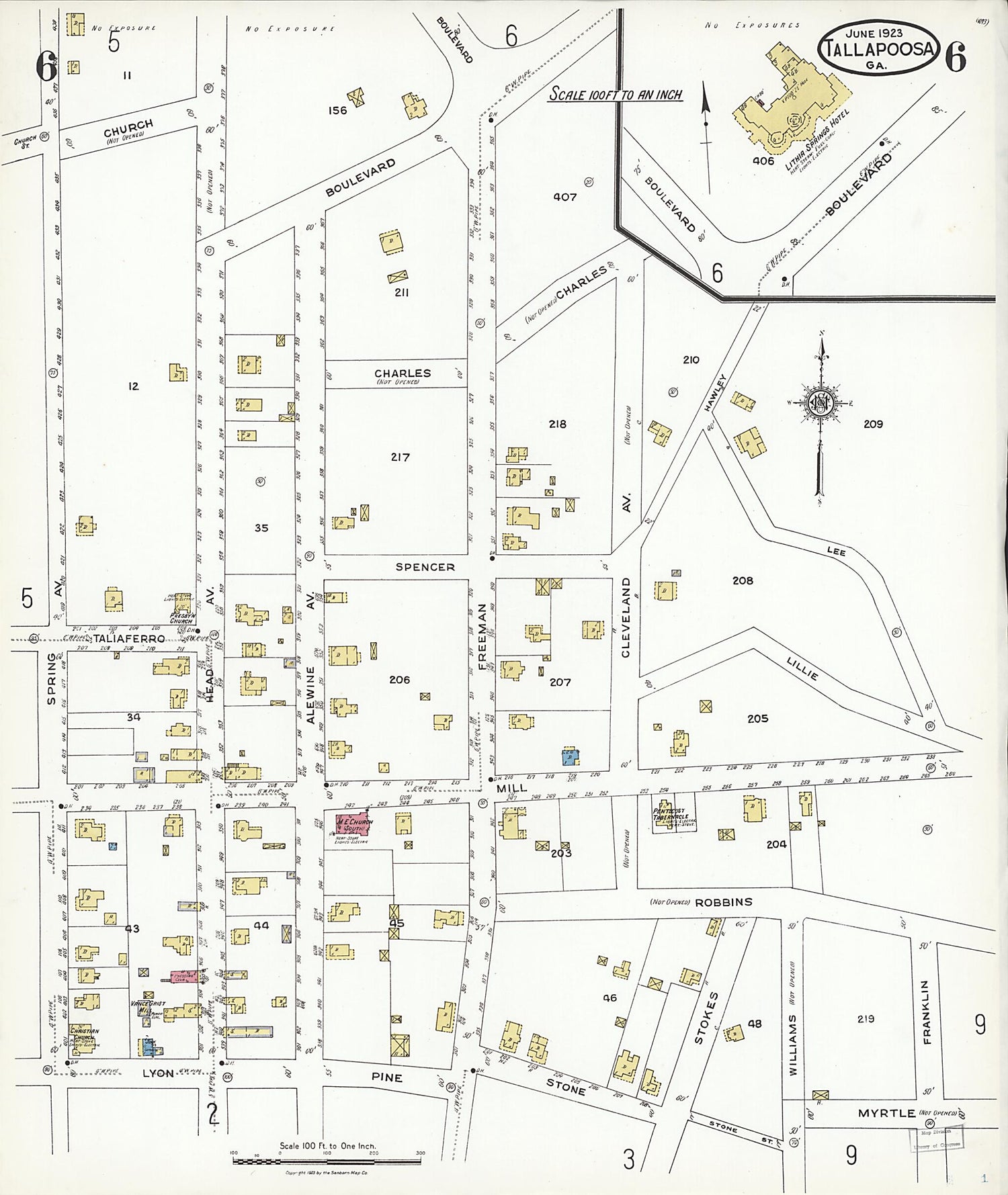 This old map of Tallapoosa, Haralson County, Georgia was created by Sanborn Map Company in 1923