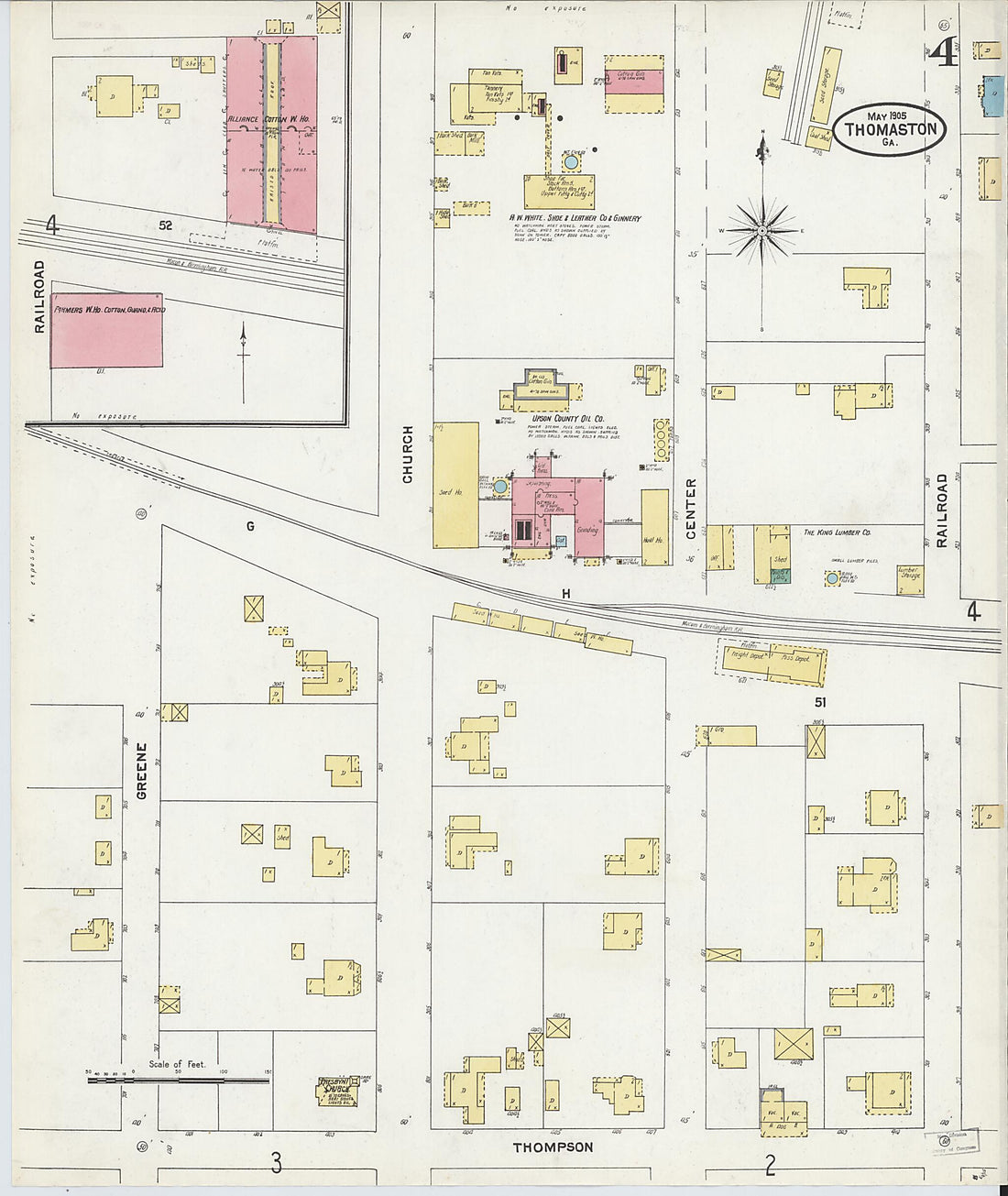This old map of Thomaston, Upson County, Georgia was created by Sanborn Map Company in 1905