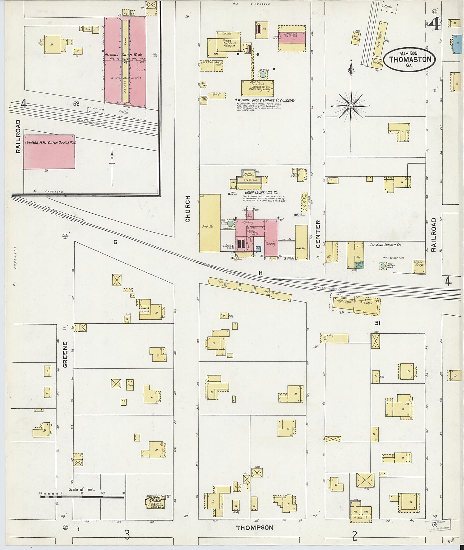 This old map of Thomaston, Upson County, Georgia was created by Sanborn Map Company in 1905