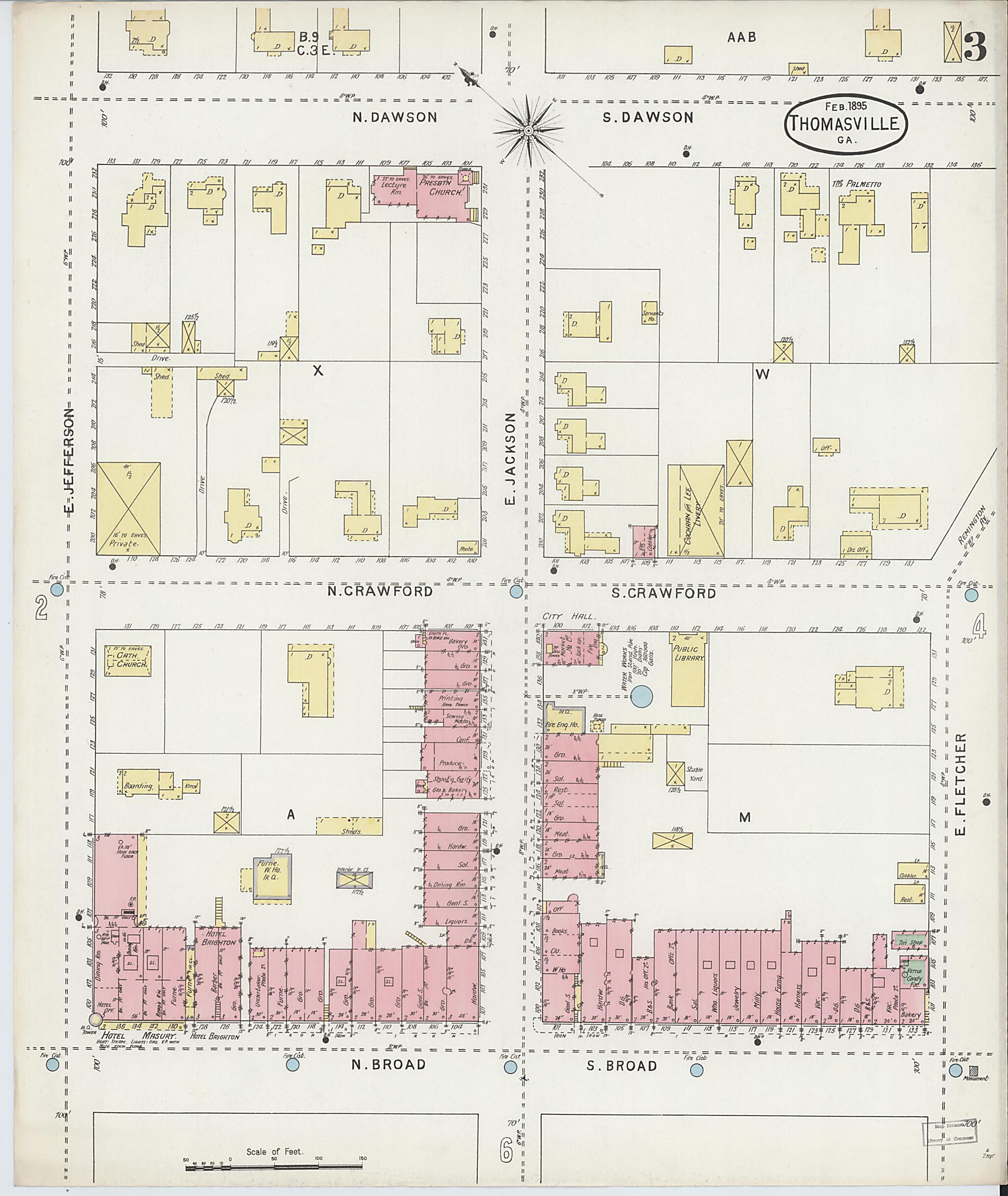 This old map of Thomasville, Thomas County, Georgia was created by Sanborn Map Company in 1895