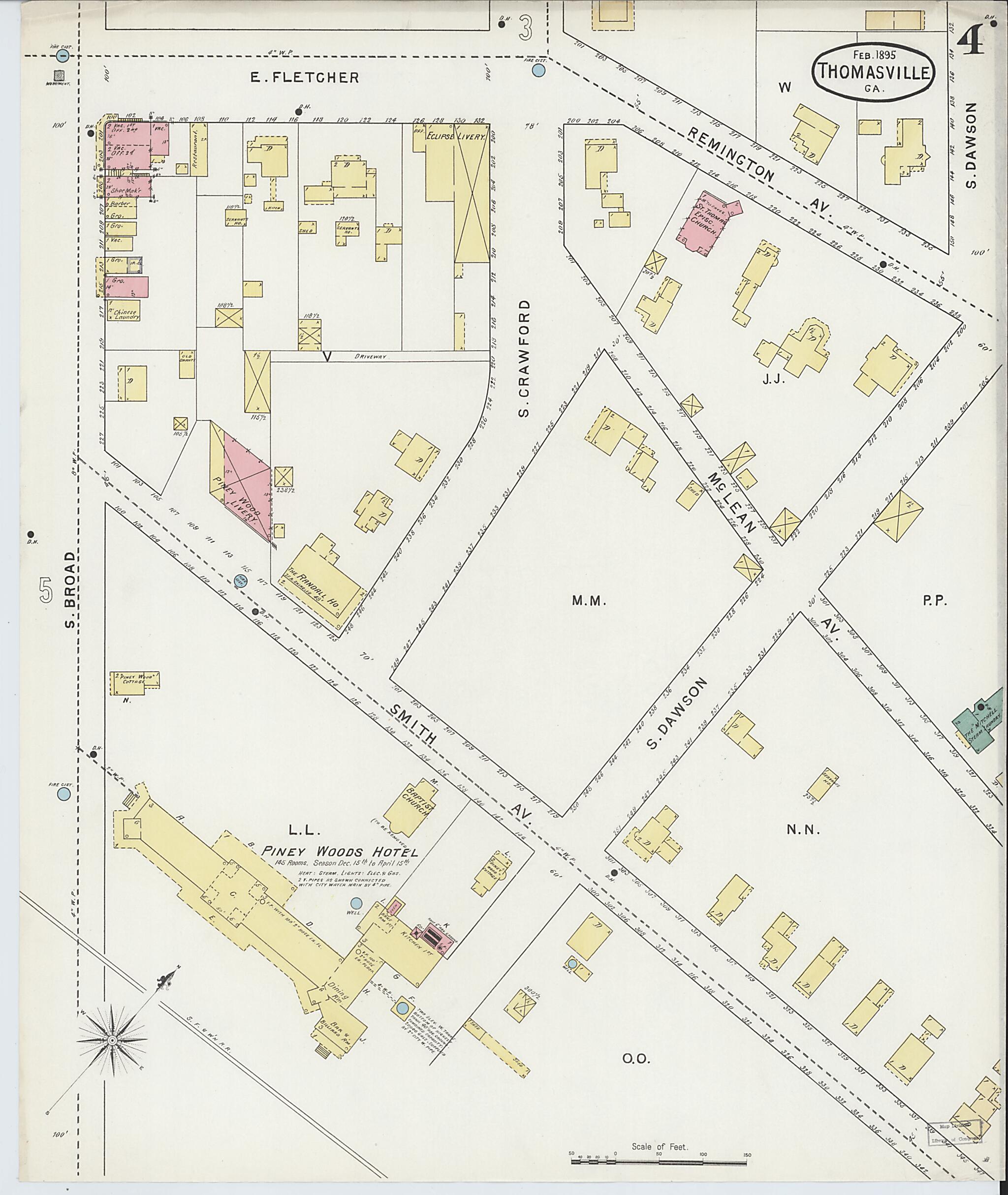 This old map of Thomasville, Thomas County, Georgia was created by Sanborn Map Company in 1895