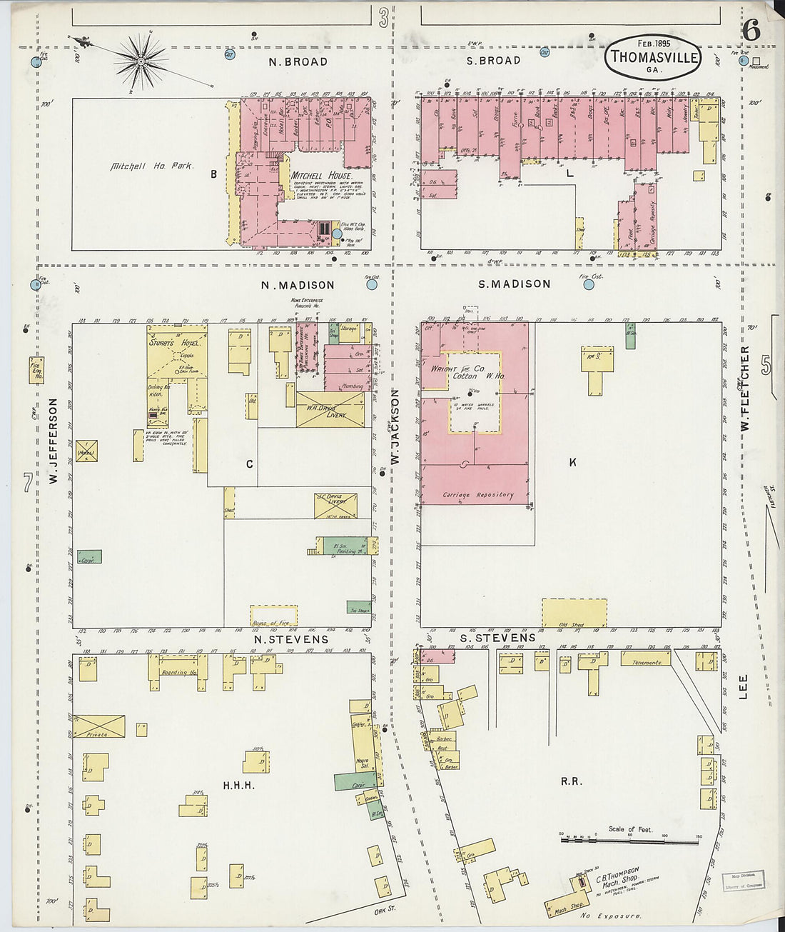 This old map of Thomasville, Thomas County, Georgia was created by Sanborn Map Company in 1895