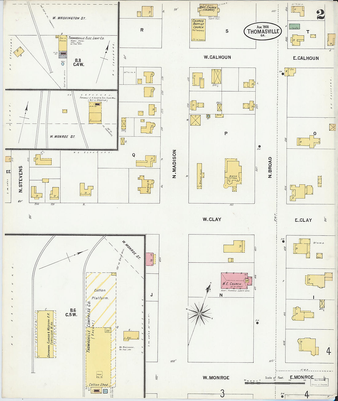 This old map of Thomasville, Thomas County, Georgia was created by Sanborn Map Company in 1900