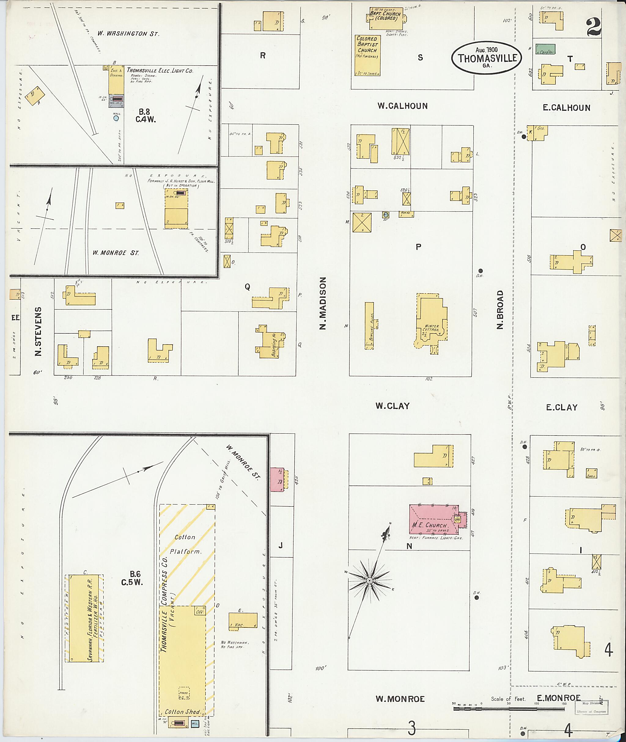This old map of Thomasville, Thomas County, Georgia was created by Sanborn Map Company in 1900
